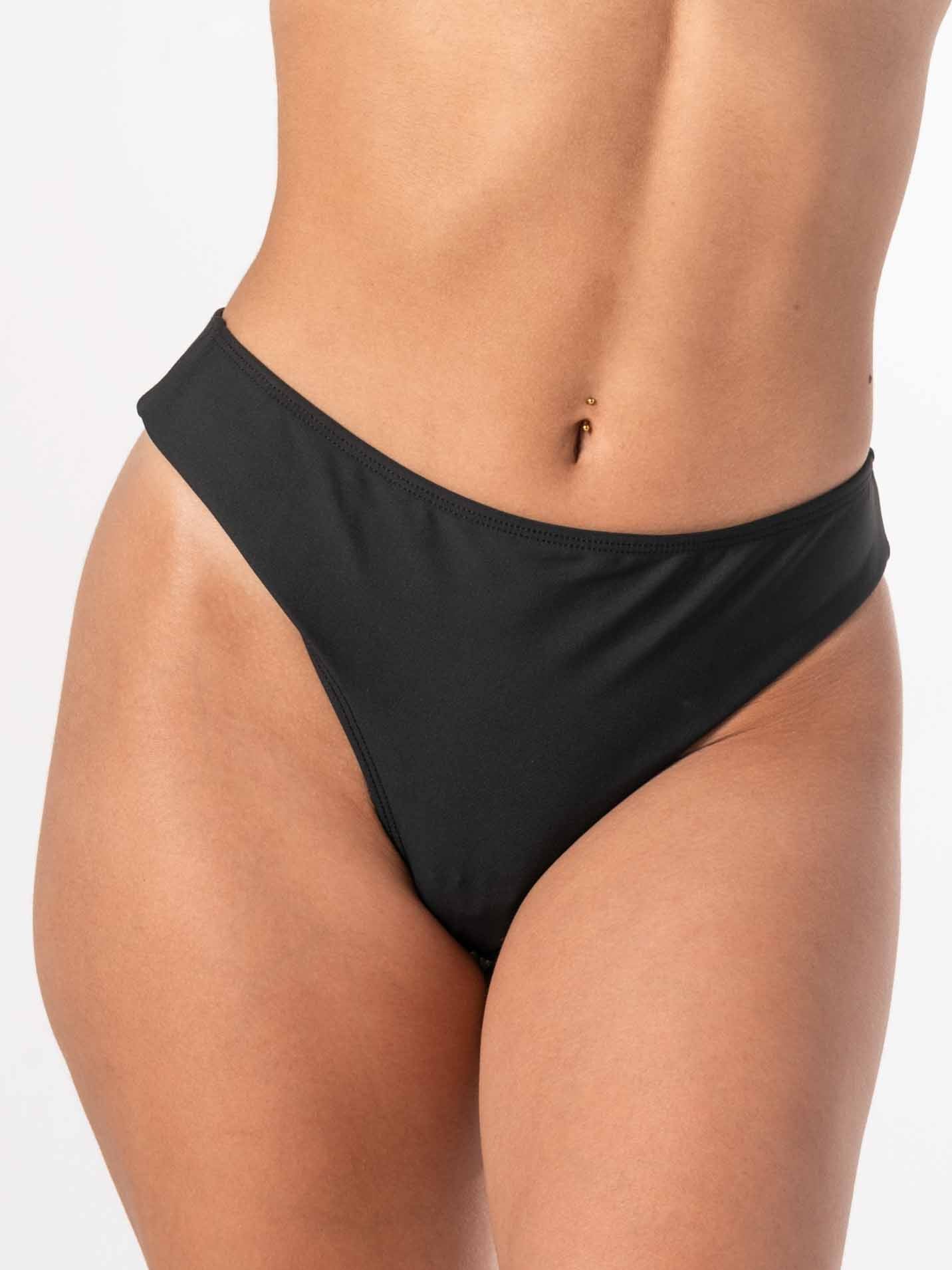 Bottom de Bikini Daikiri Mujer Calzón Colaless Pretina Ancha Negro Protección UV50+ Detras