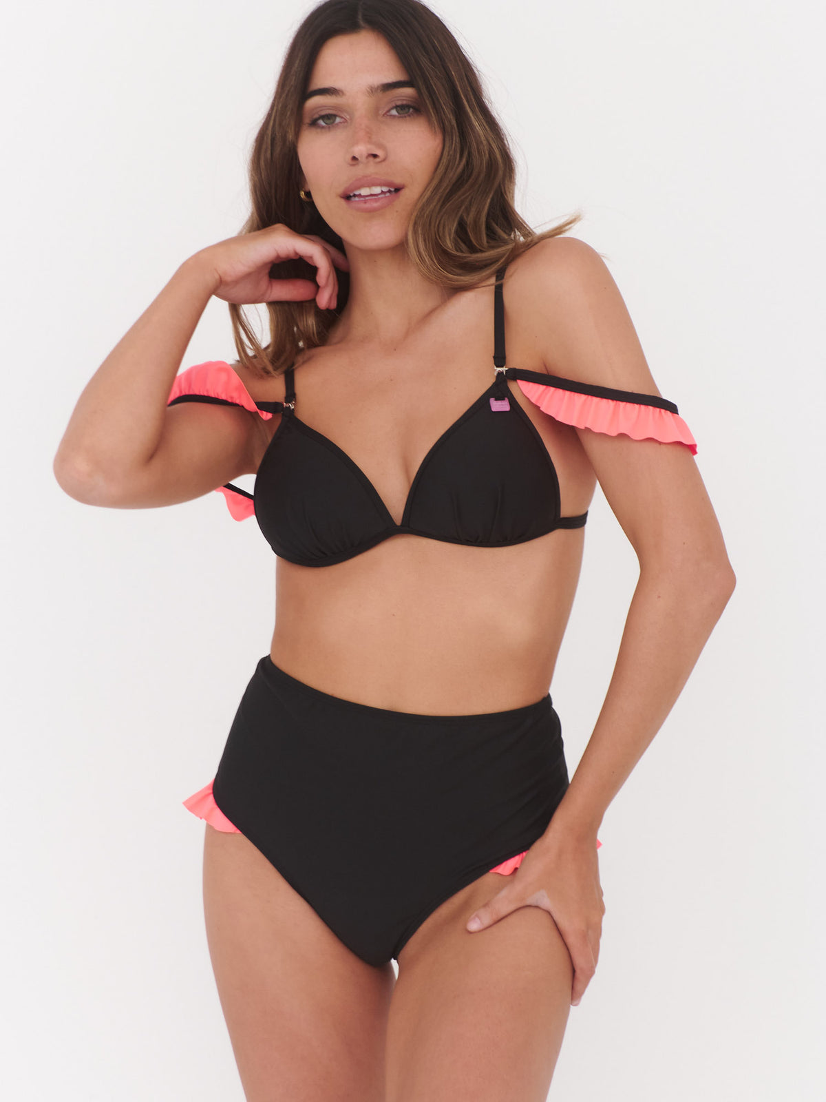 Bottom de Bikini Daikiri Mujer Calzón Tiro Alto Vuelos Negro Protección UV50+ Principal