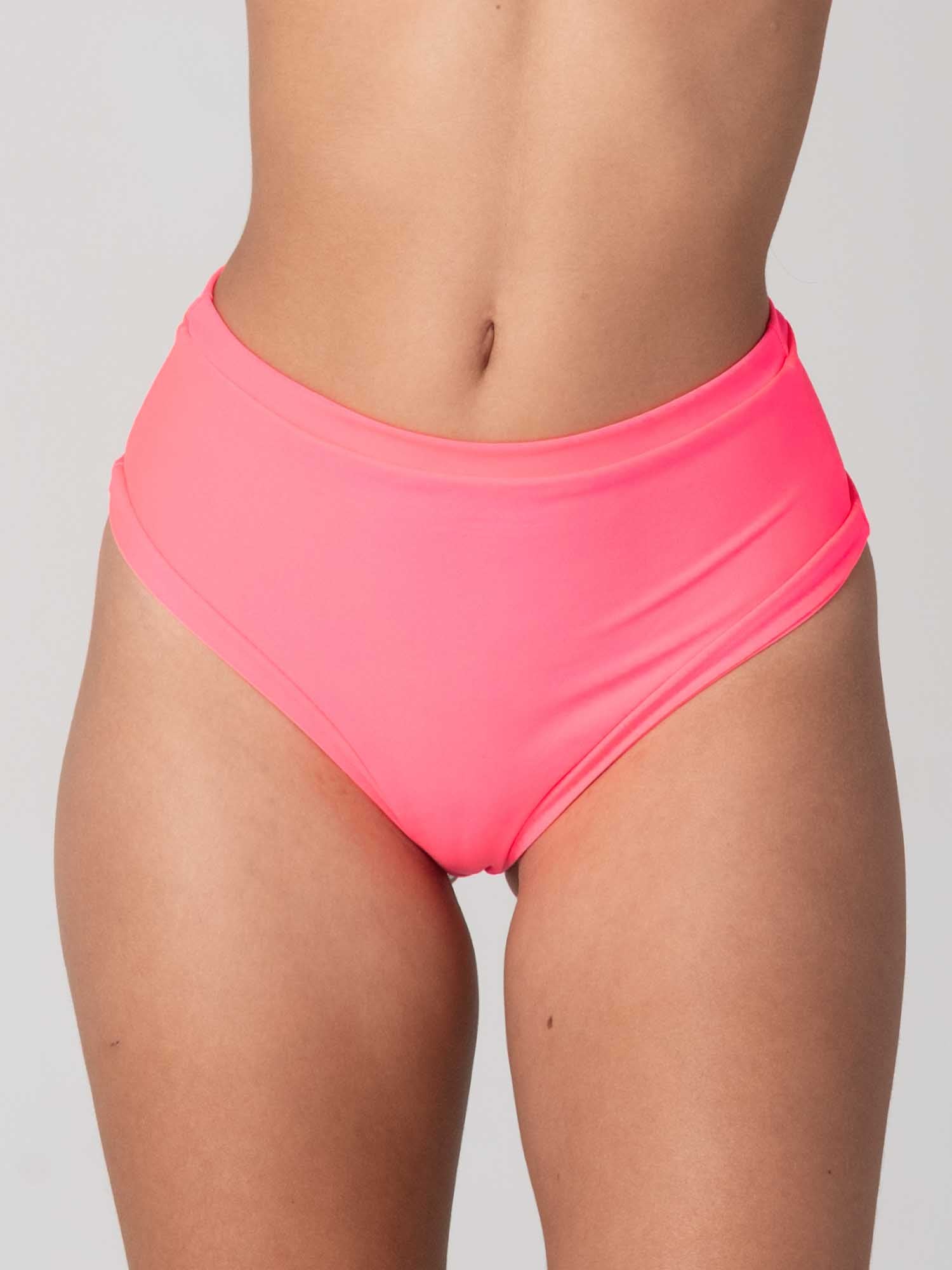 Bottom de Bikini Daikiri Mujer Calzón Tiro Alto Sin Elasticos Rosado Fucsia Fluor Protección UV50+ Delante