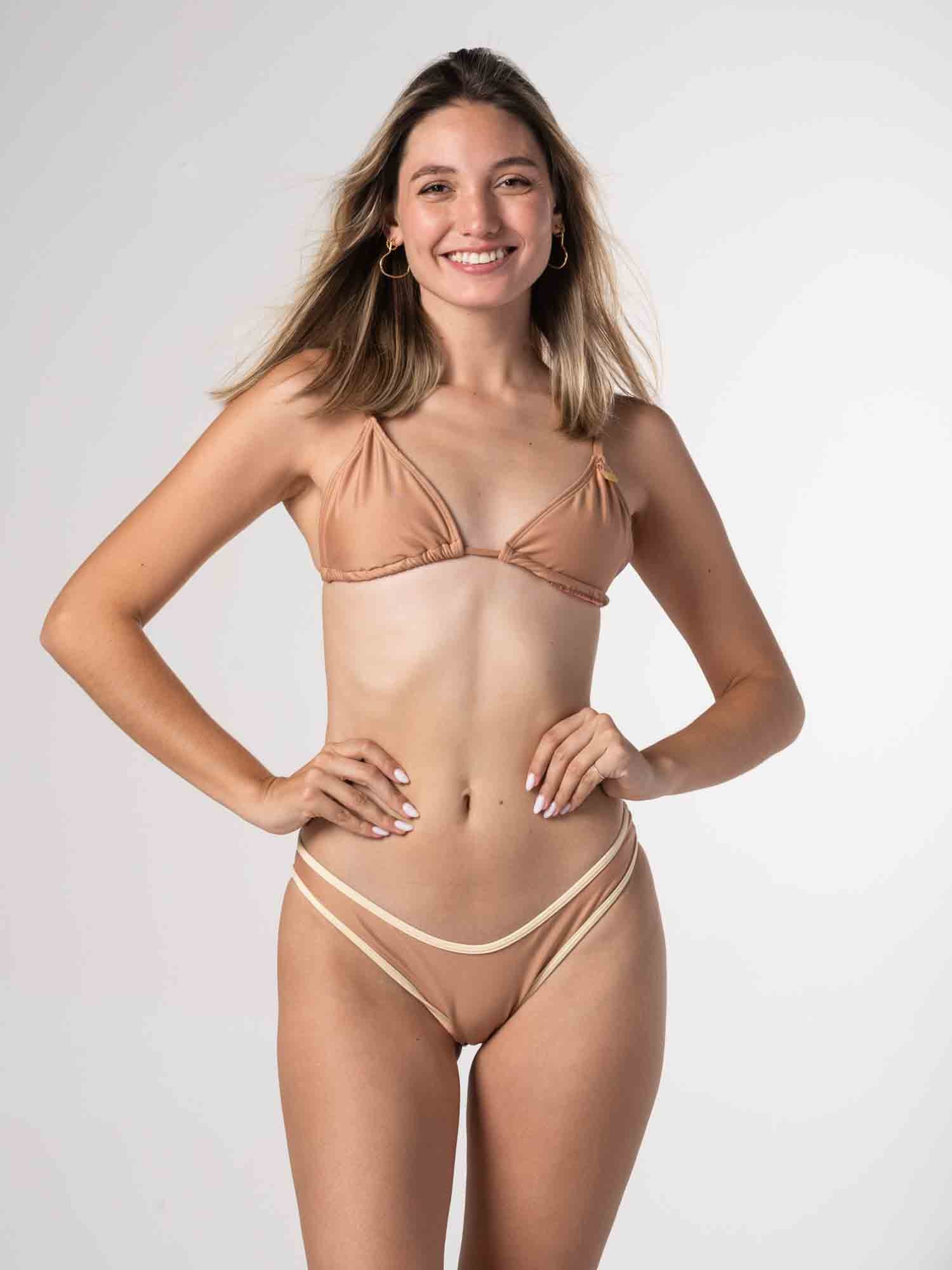 Bottom de Bikini Daikiri Mujer Calzón Bordes Cafe con Crema Protección UV50+ General