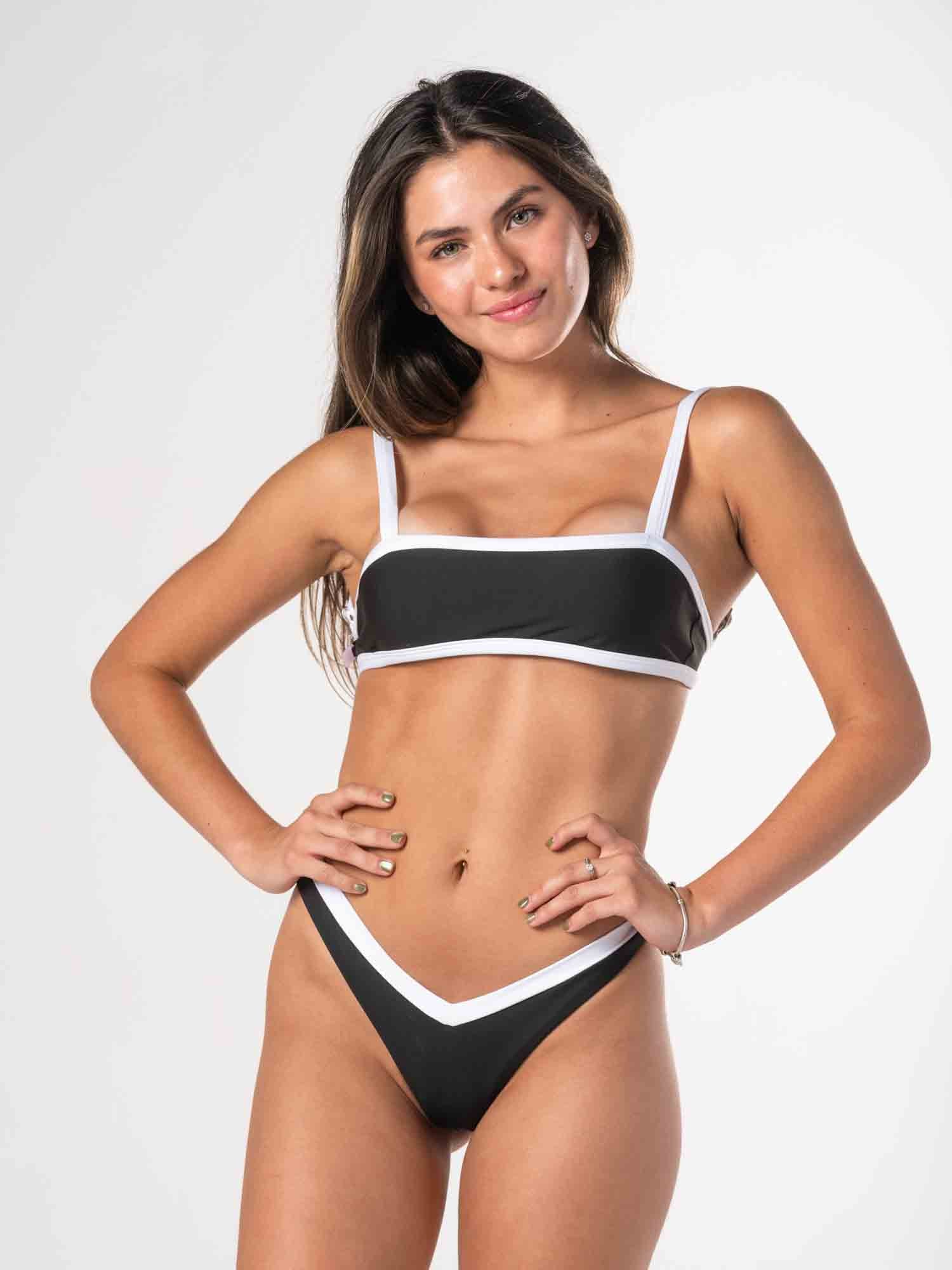 Bottom de Bikini Daikiri Mujer Calzón Rebajado Sin Elasticos Negro Blanco Protección UV50+ General