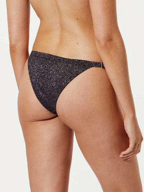 Bottom de Bikini Daikiri Mujer Calzón Ajustable Costados Negro Brillante Glitter Protección UV50+ Detras