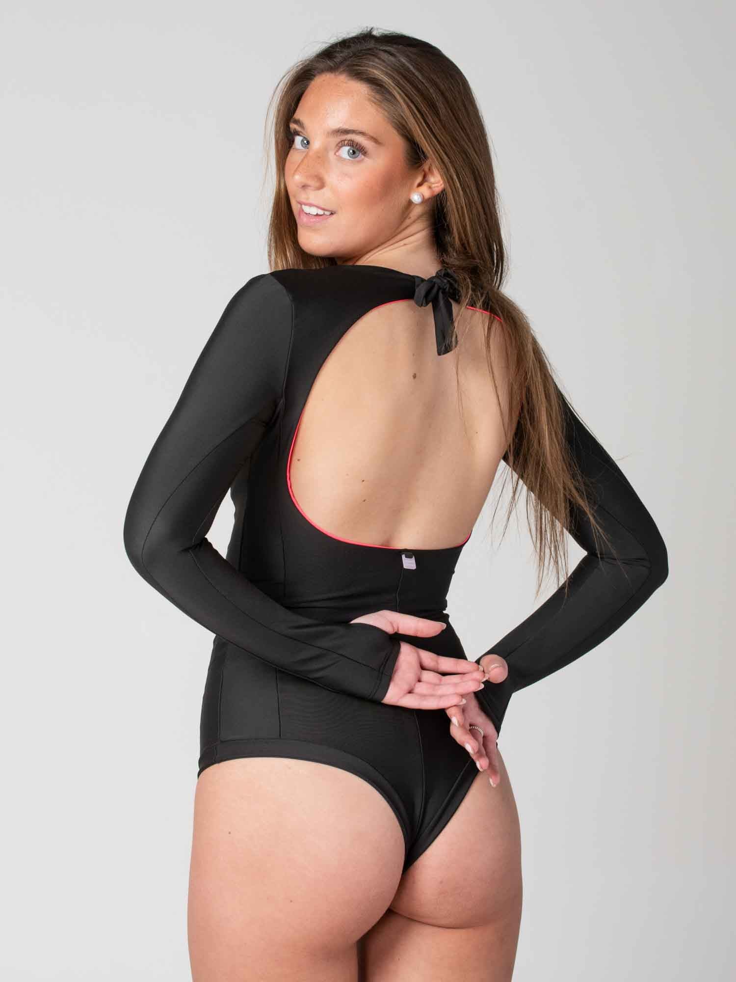 Traje de Baño Surf Daikiri Mujer Manga Larga Espalda Abierta Negro Protección UV50+ Cuarta