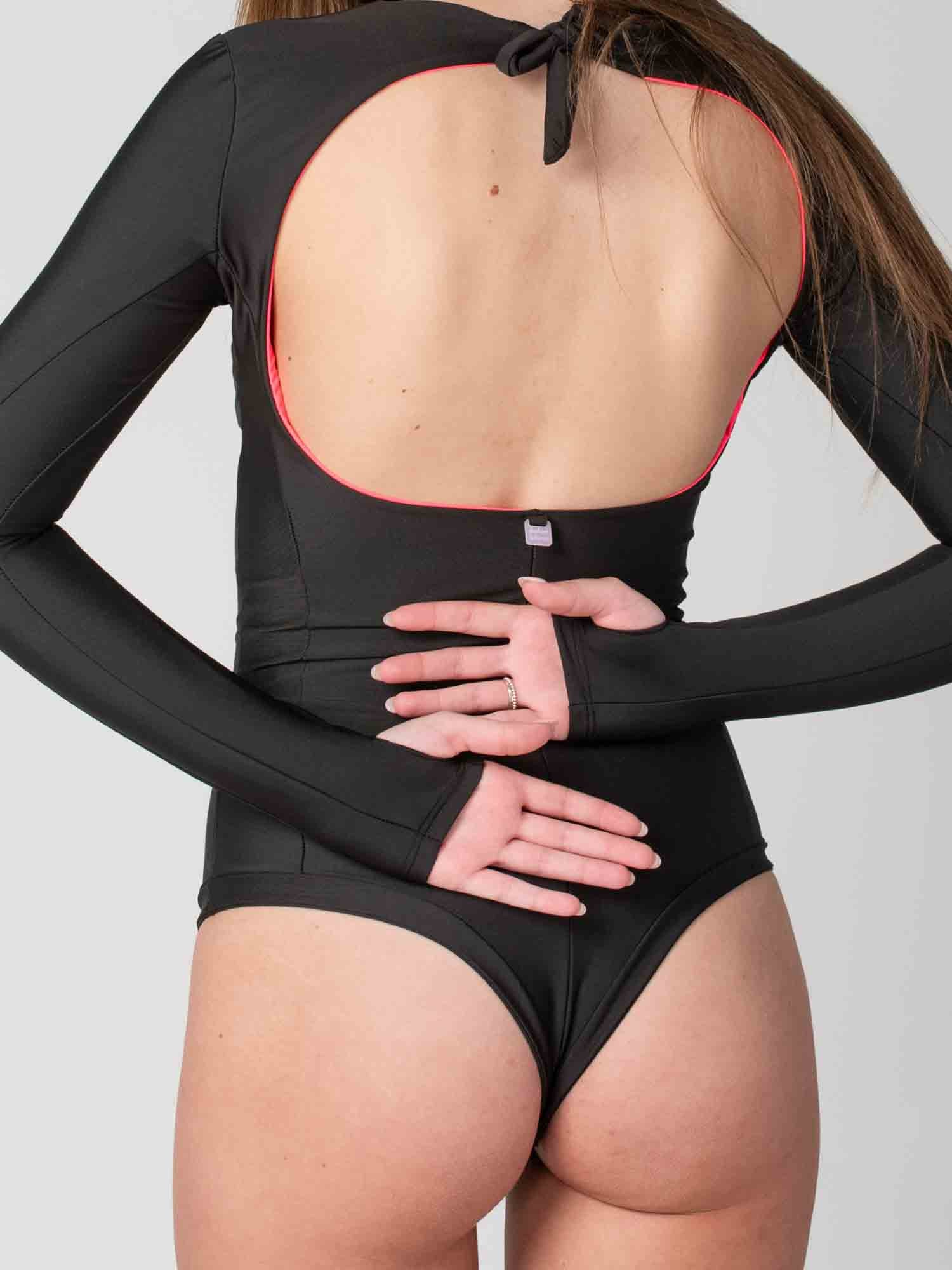Traje de Baño Surf Daikiri Mujer Manga Larga Espalda Abierta Negro Protección UV50+ General-Dos
