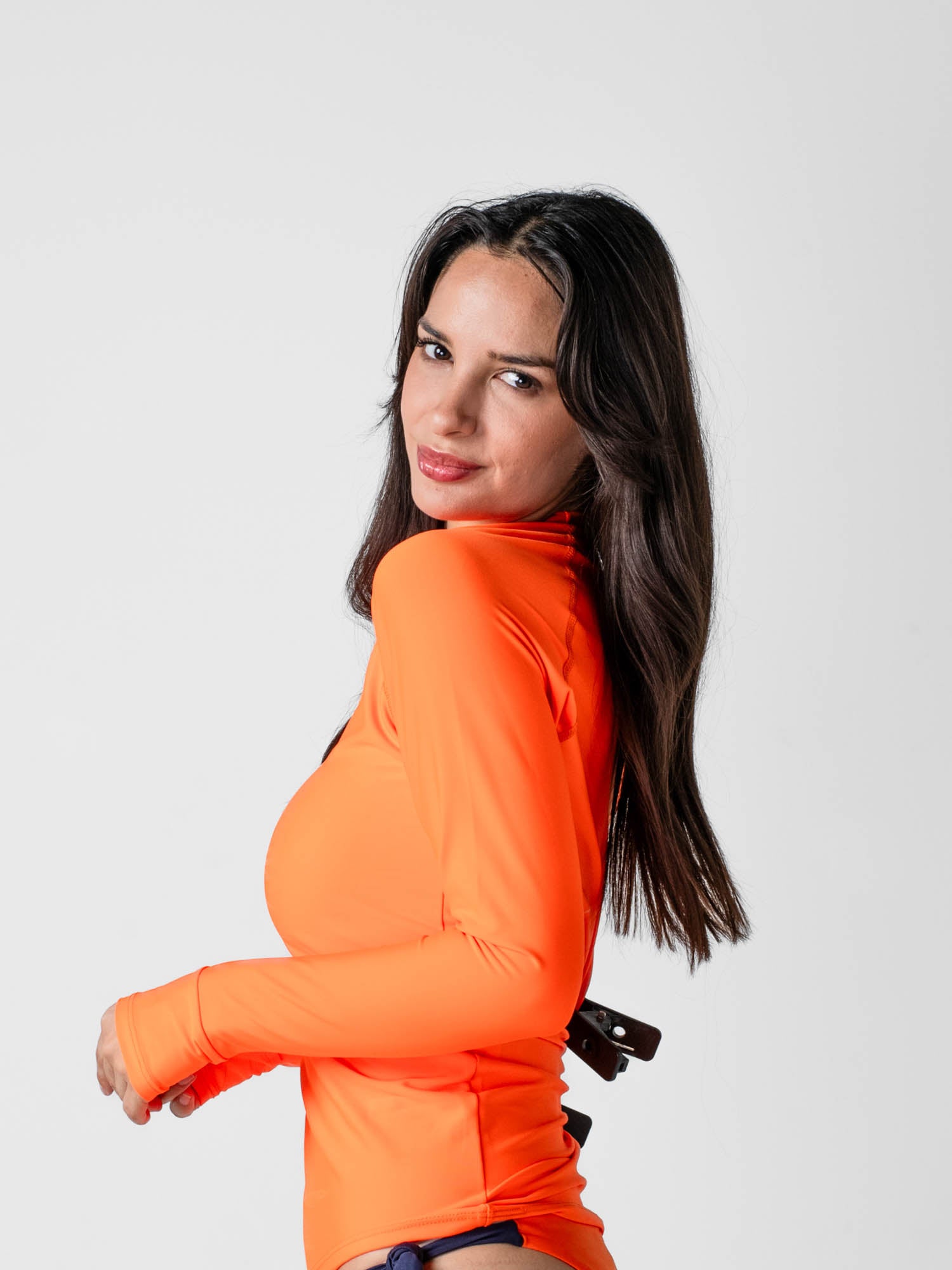 Polera Surf Daikiri Mujer Manga Larga Naranjo Protección UV50+ Secundaria