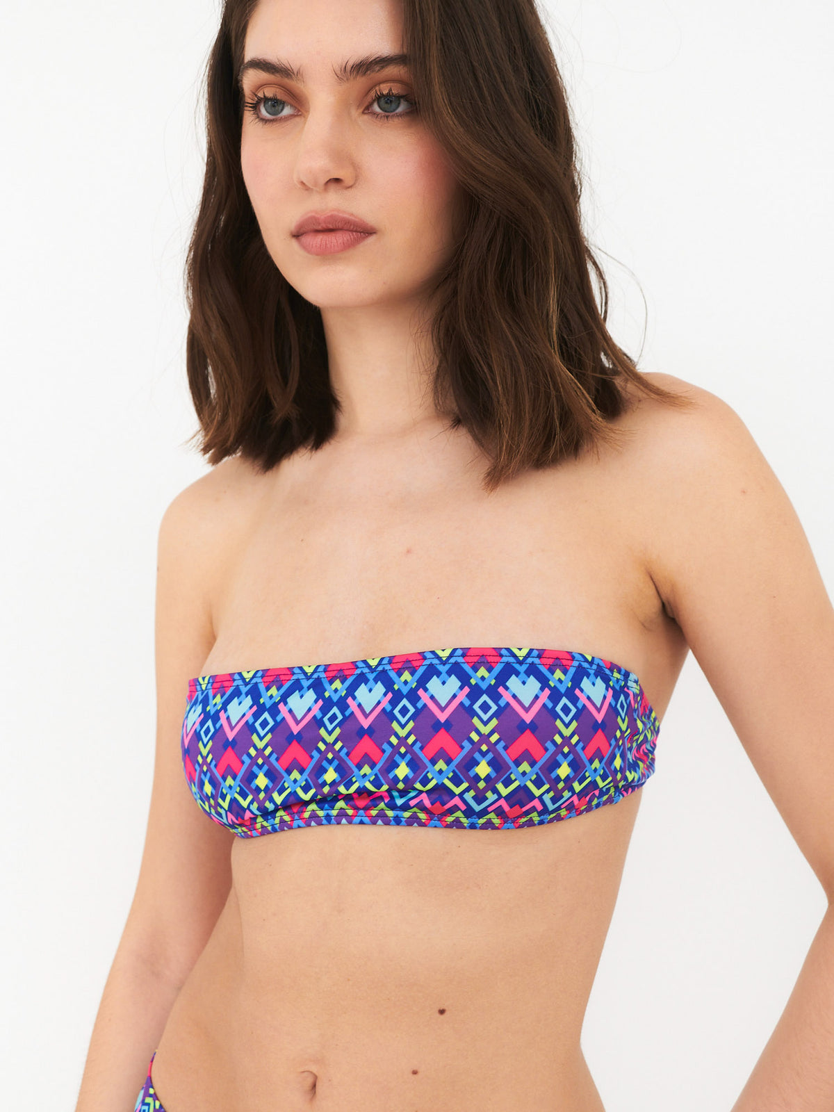 Top de Bikini Daikiri Mujer Strapless Geométrico Azul Flúor Protección UV50+ Principal