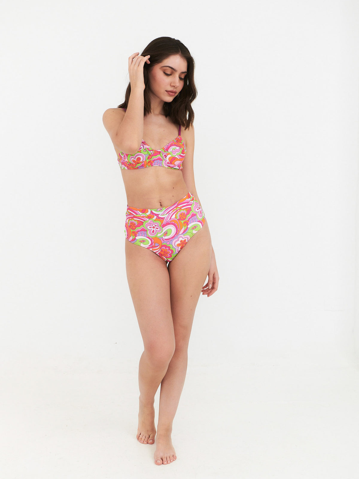 Top de Bikini Daikiri Mujer Horma Psicodelico Naranjo Flúor Protección UV50+ General