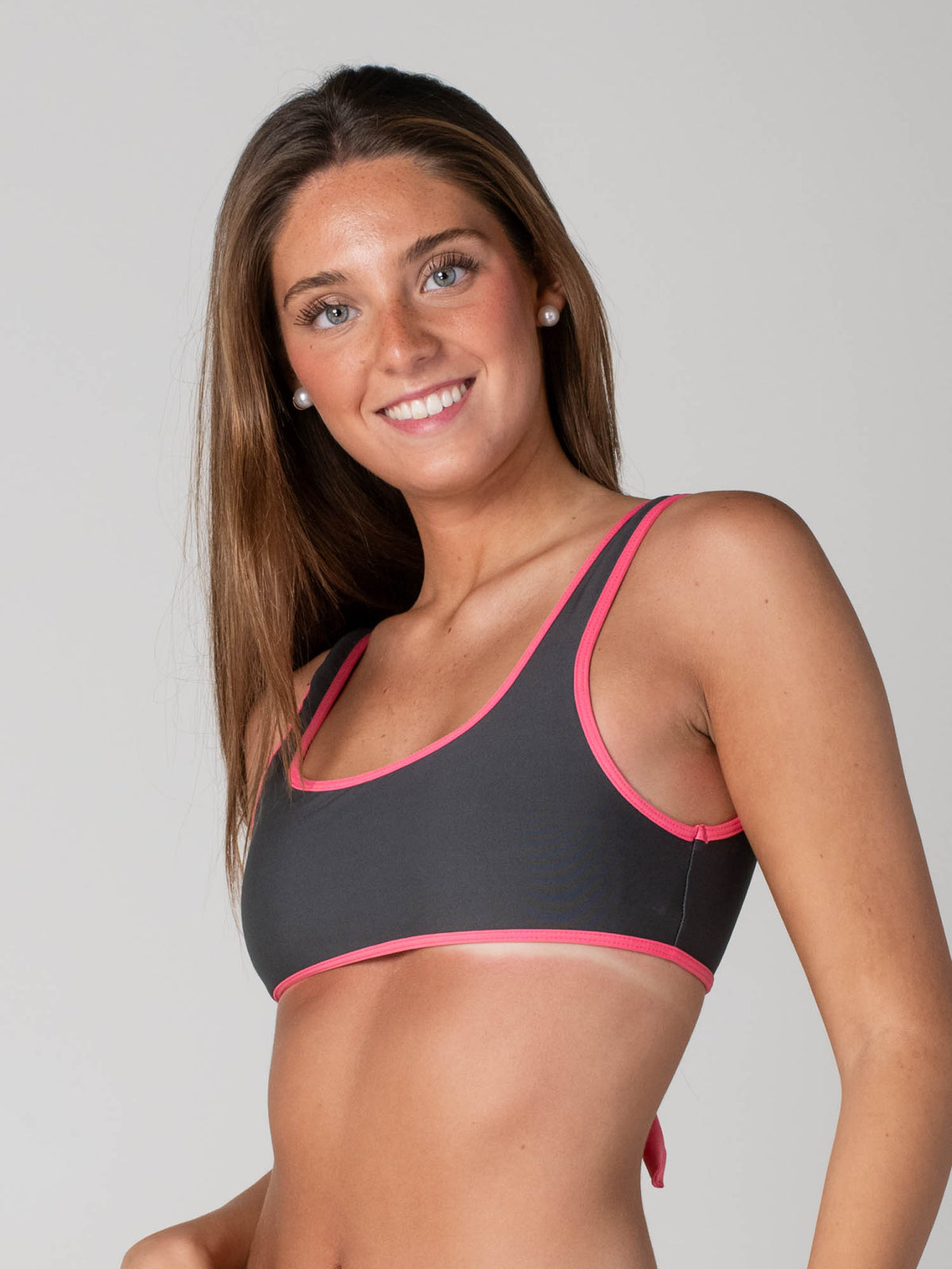 Top de Bikini Daikiri Mujer Deportivo Ajustable Gris Grafito Rosado Protección UV50+ Tercera
