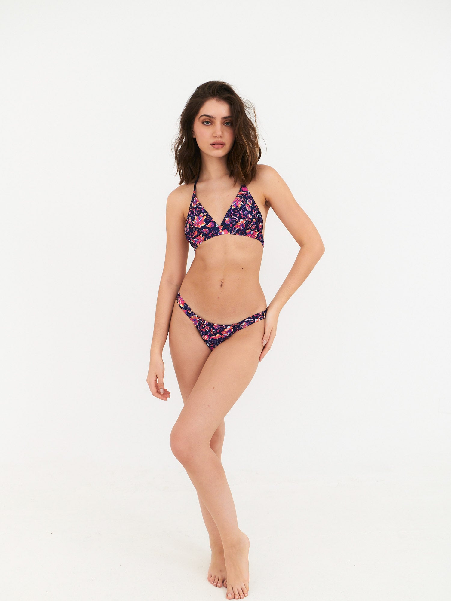 Top de Bikini Daikiri Mujer Triángulo Fijo Flores Azul Flúor Protección UV50+ General