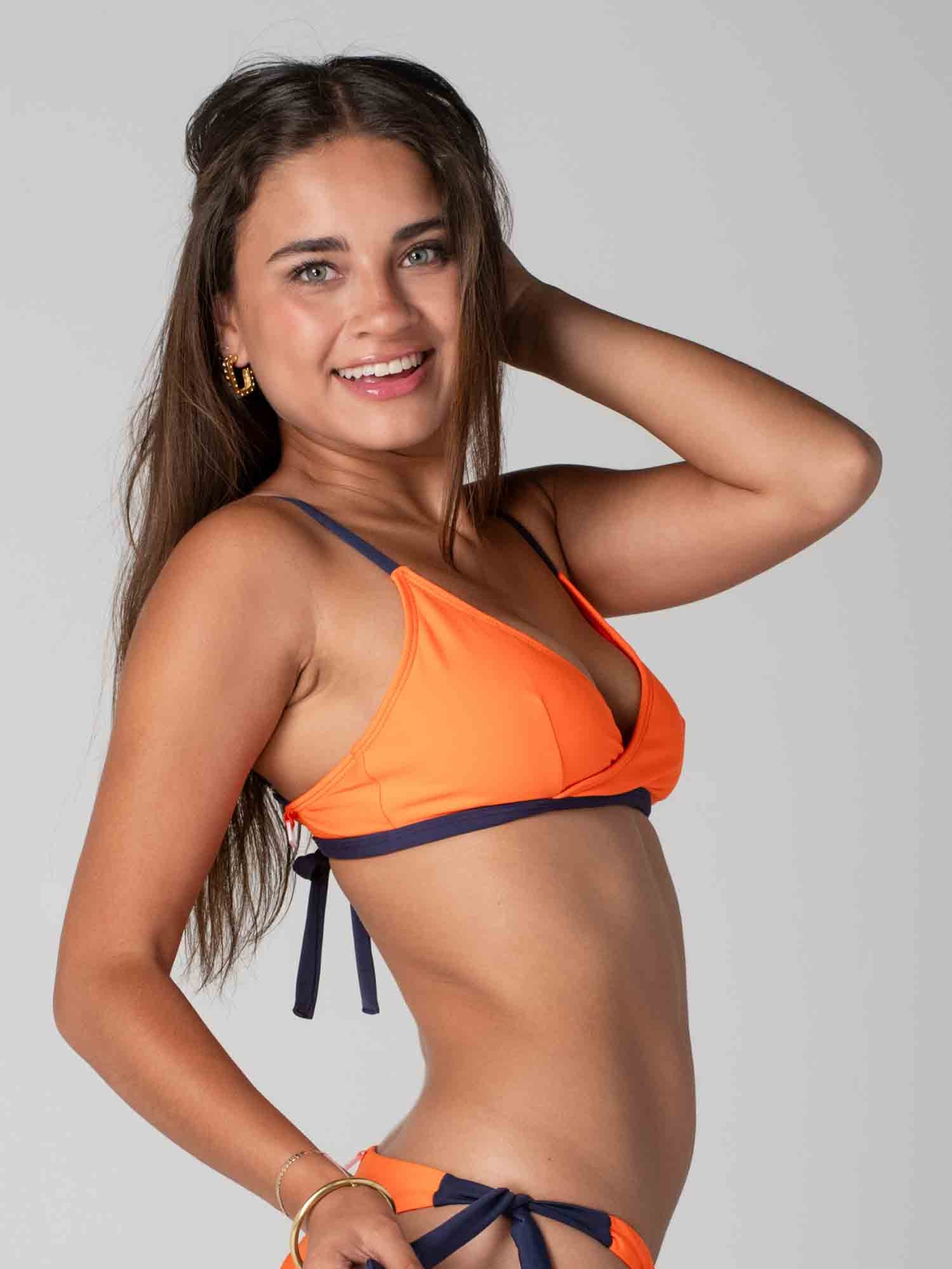 Top de Bikini Daikiri Mujer Triángulo Cruzado Naranjo Azul Marino Protección UV50+ Secundaria