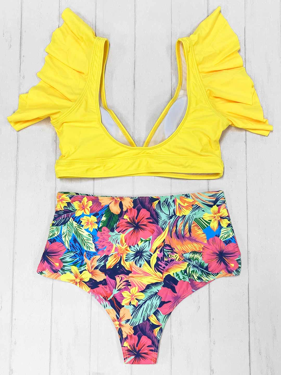 Bikini High Waist Yellow Flowers