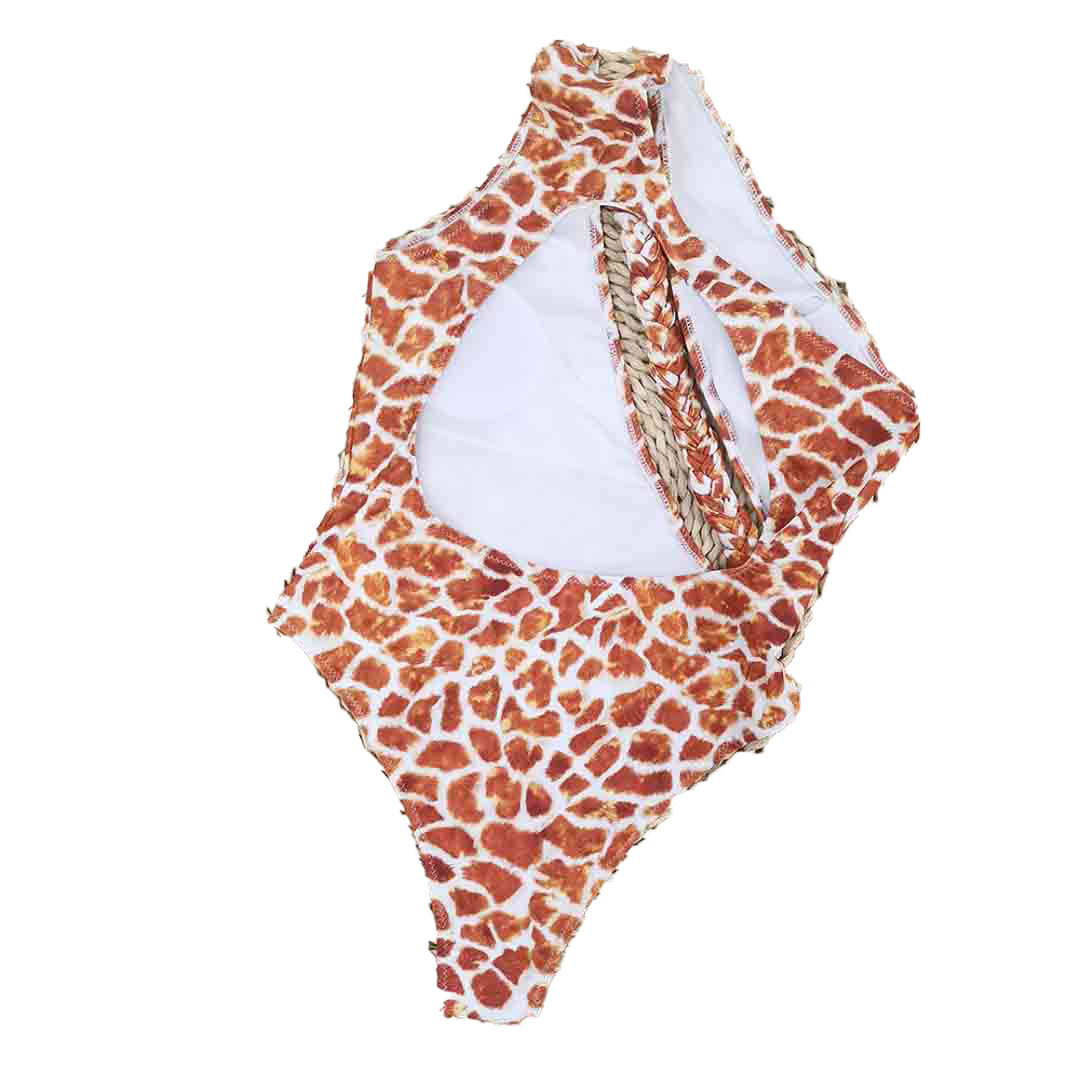 Entero One Shoulder Animal Print