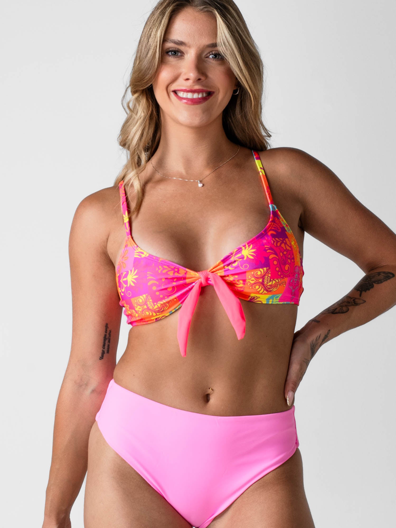 Bikini Capri High Waist Patch Chicle