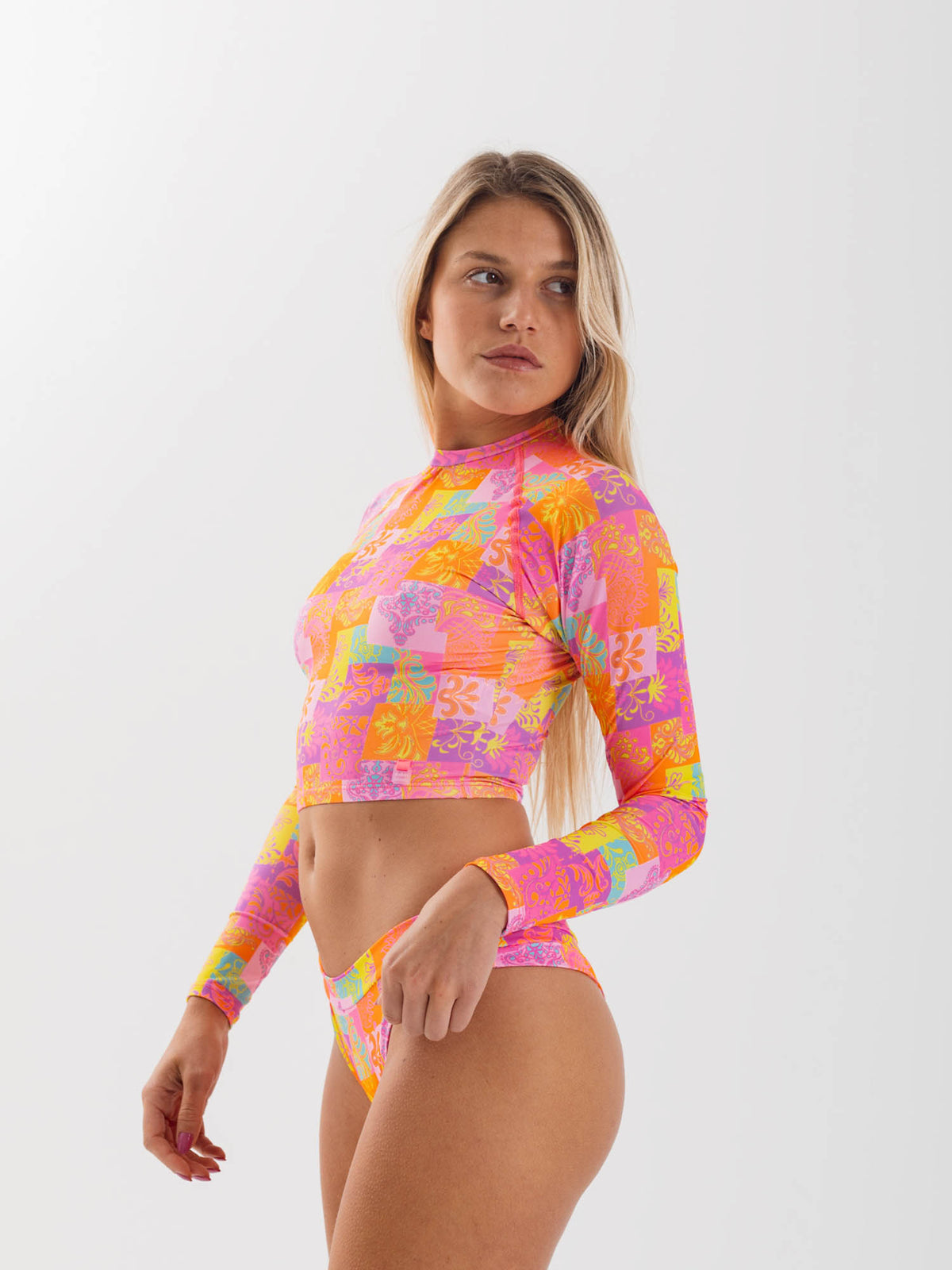 Daikiri Bikini Surf Mujer Naranjo Estampado Manga Larga Extra Comfort Protección UV 50+ Secundaria