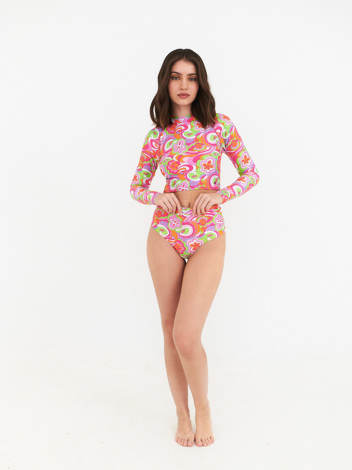 Daikiri Bikini Mujer Naranjo Estampado Manga Larga Culote Protección UV 50+ General