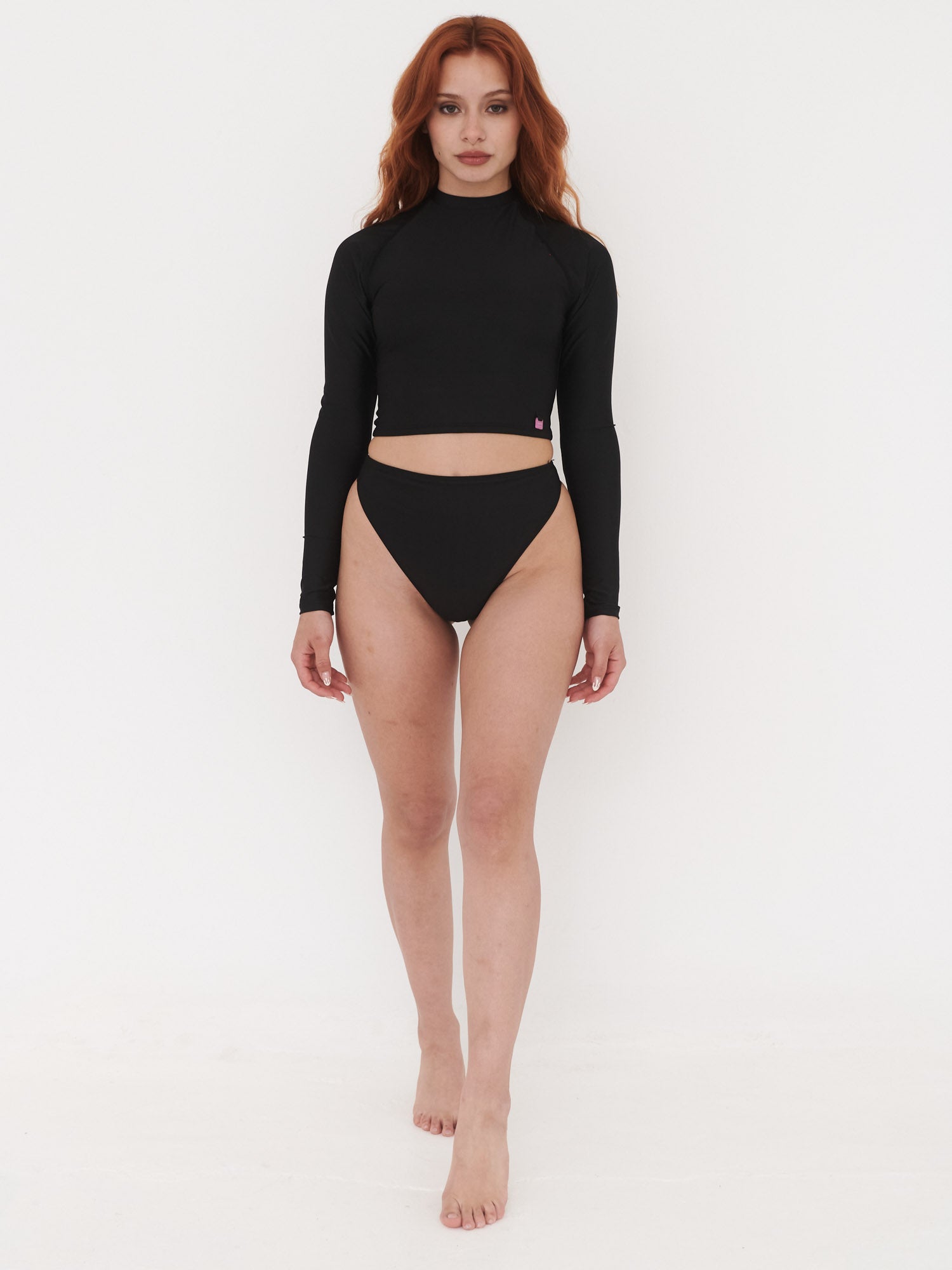 Daikiri Bikini Mujer Negro Liso Manga Larga Control Abdomen Protección UV 50+ Cuarta
