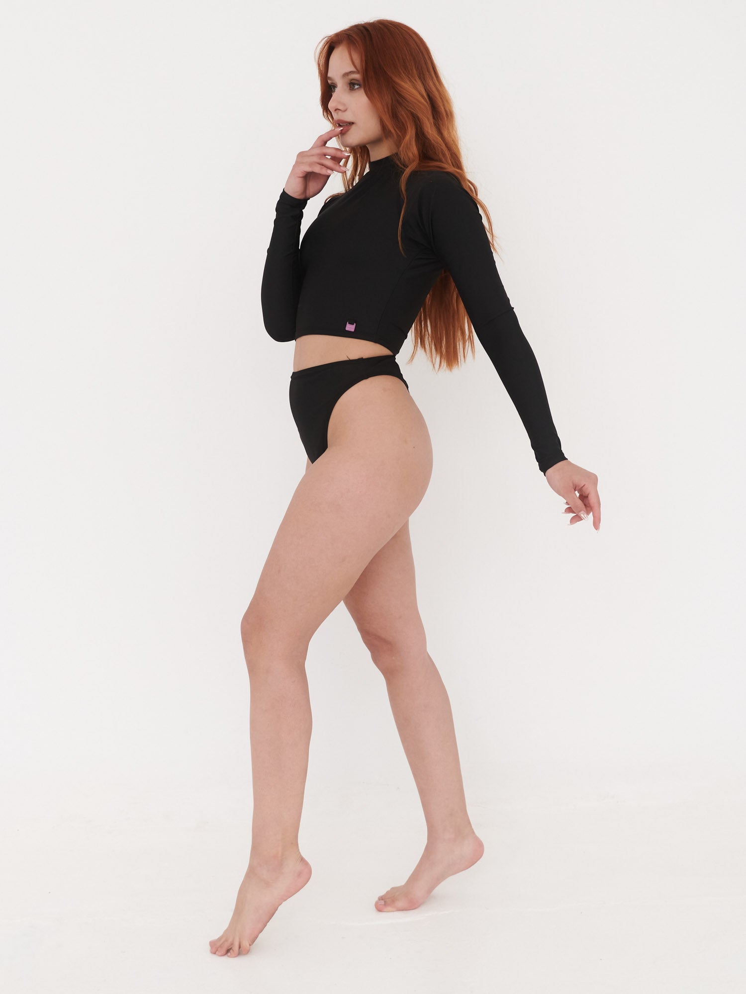 Daikiri Bikini Mujer Negro Liso Manga Larga Control Abdomen Protección UV 50+ General