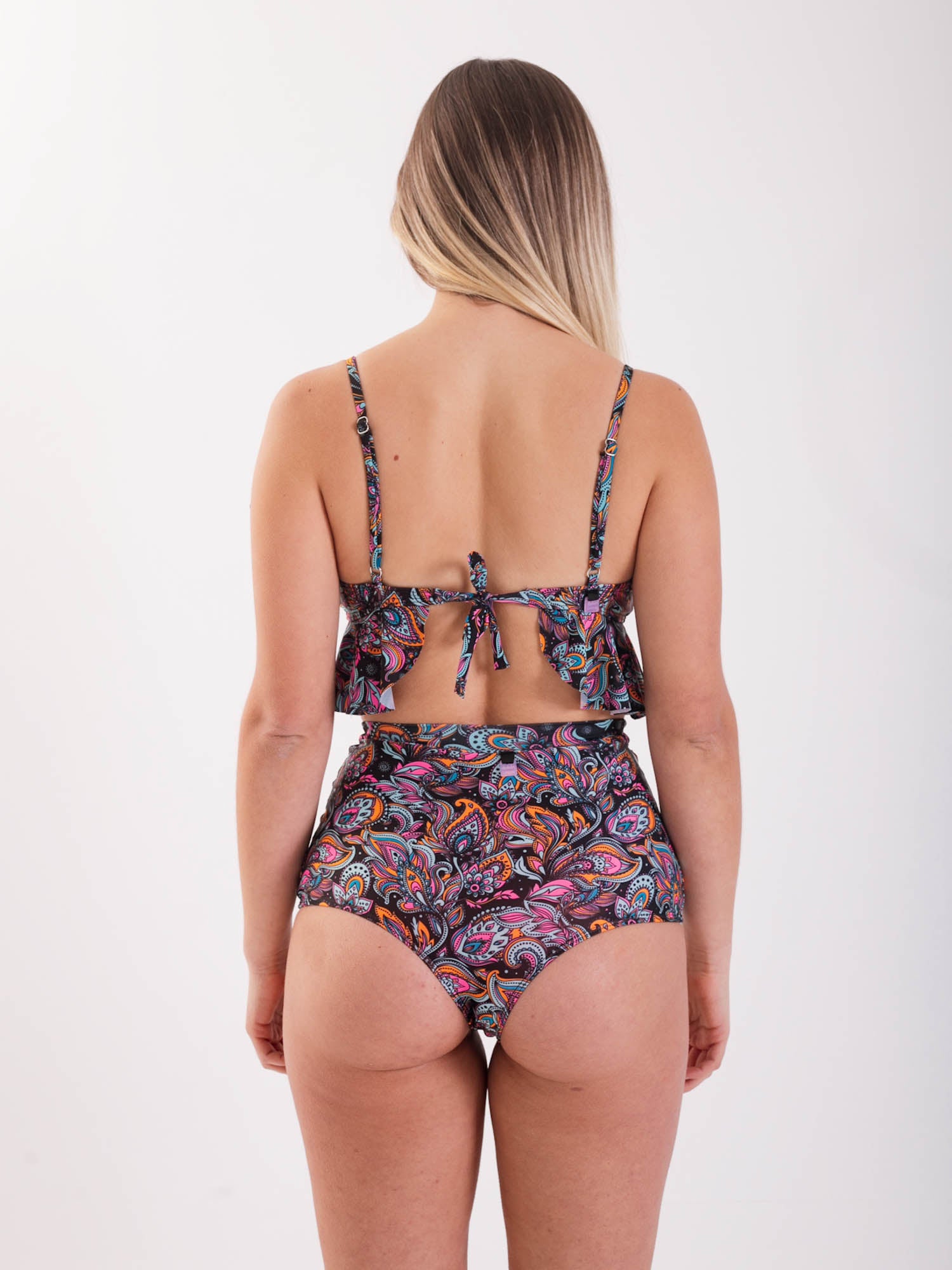 Daikiri Bikini Mujer Negro Estampado Triángulo Culote Protección UV 50+ Detras