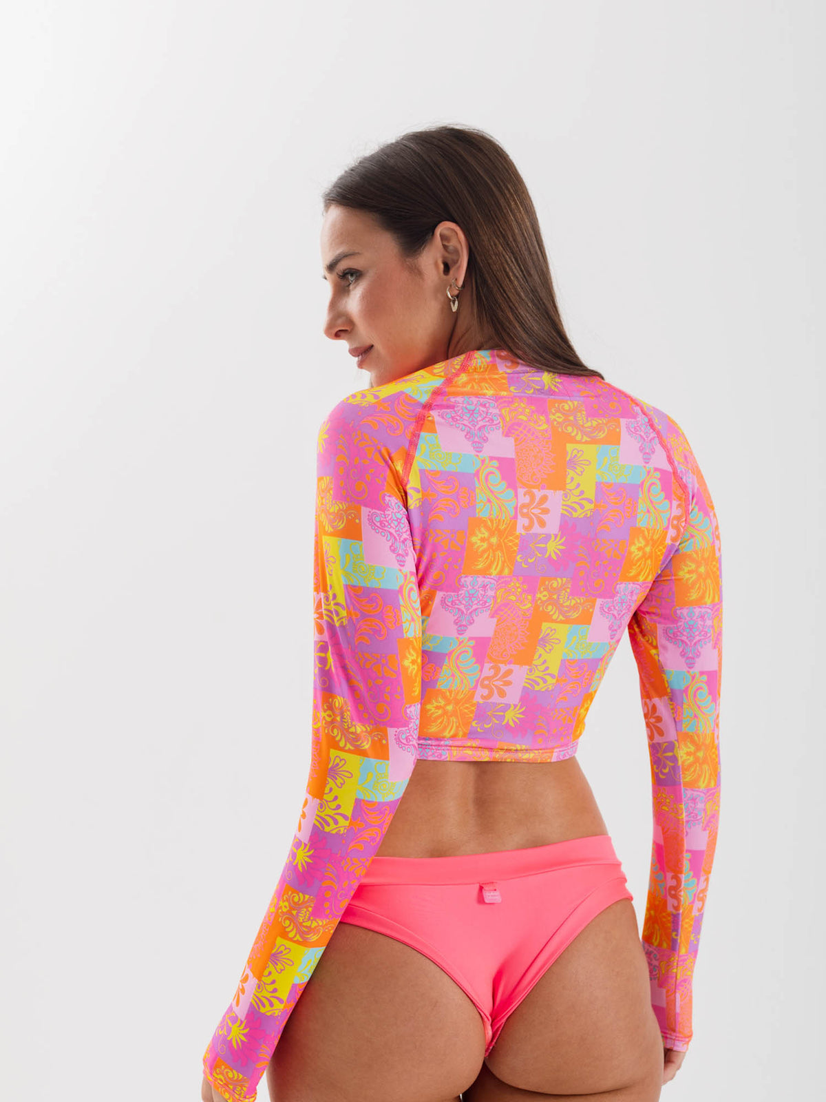 Daikiri Bikini Surf Mujer Rosa Estampado Manga Larga Ajustable Protección UV 50+ General-Dos