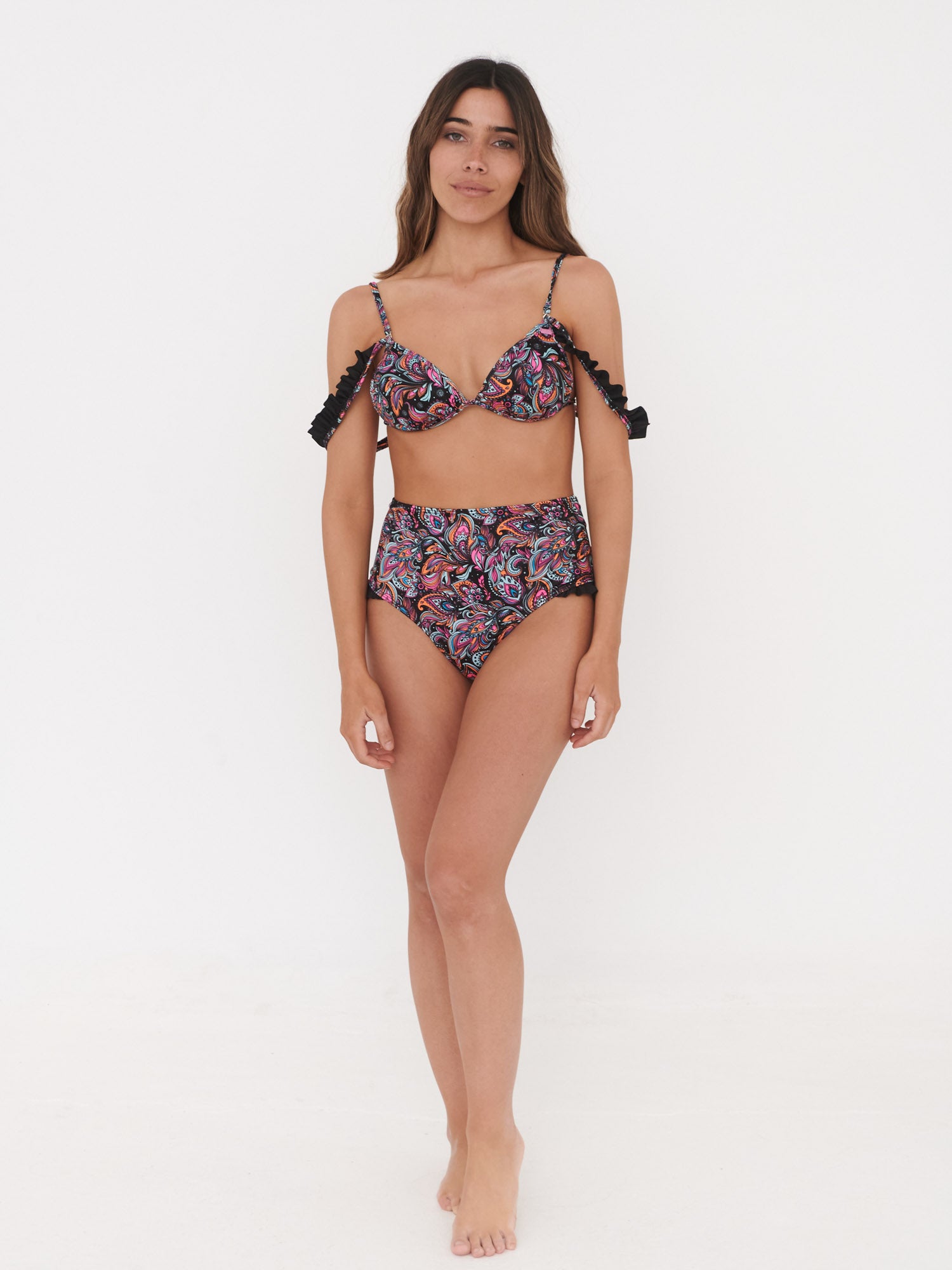Daikiri Bikini Mujer Negro Estampado Triángulo Culote Protección UV 50+ General