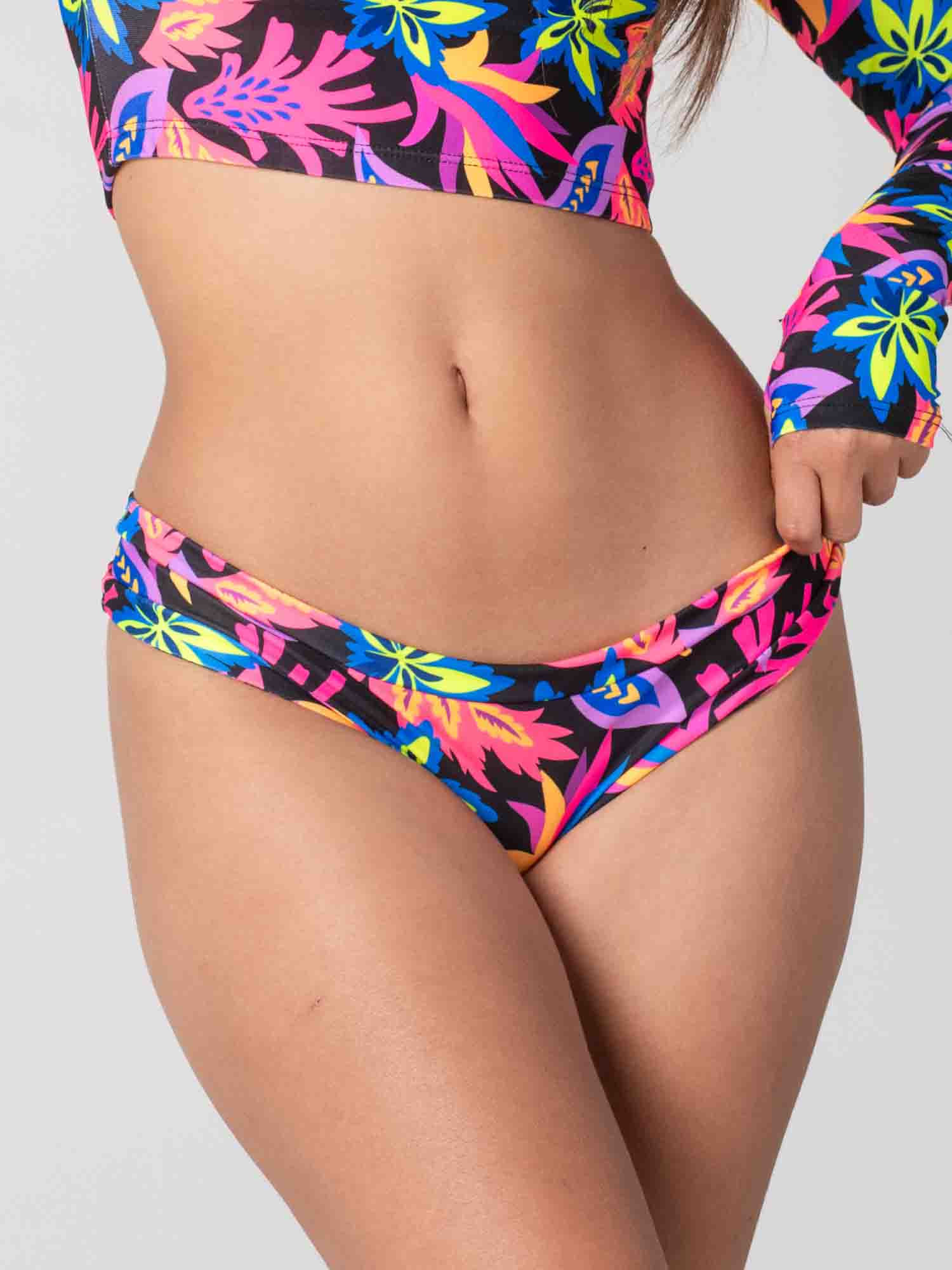 Bottom de Bikini Daikiri Mujer Calzón Sin Costuras Floral Negro Flúor Protección UV50+ Secundaria