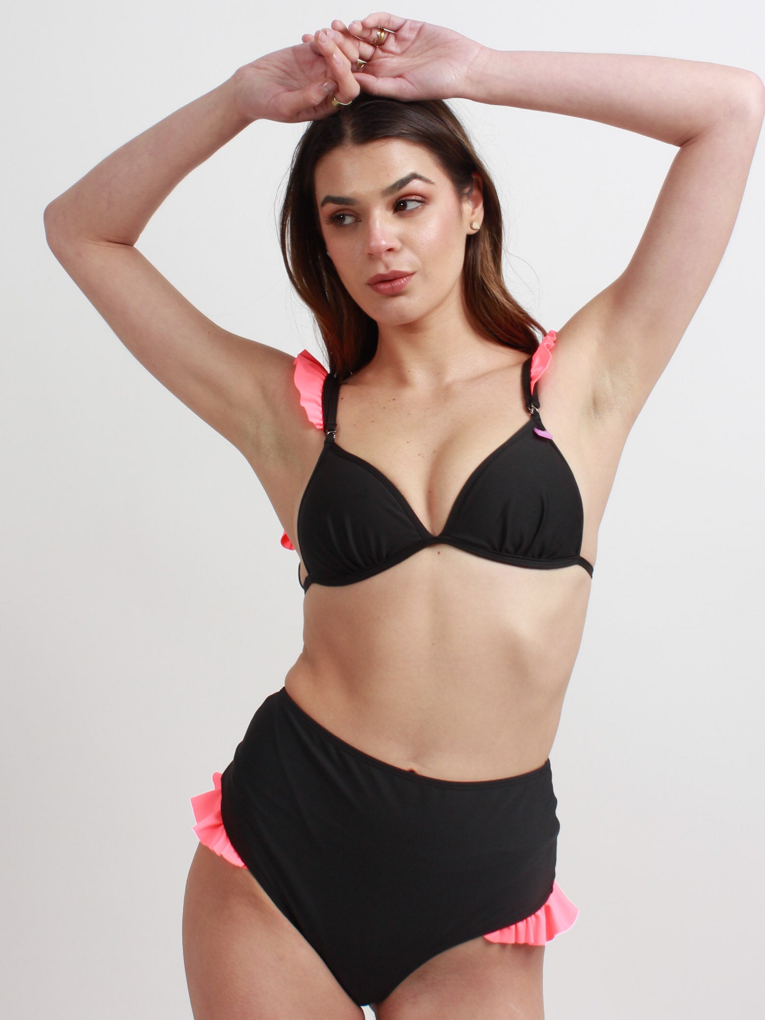 Bottom de Bikini Daikiri Mujer Calzón Tiro Alto Vuelos Negro Protección UV50+ Cuarta