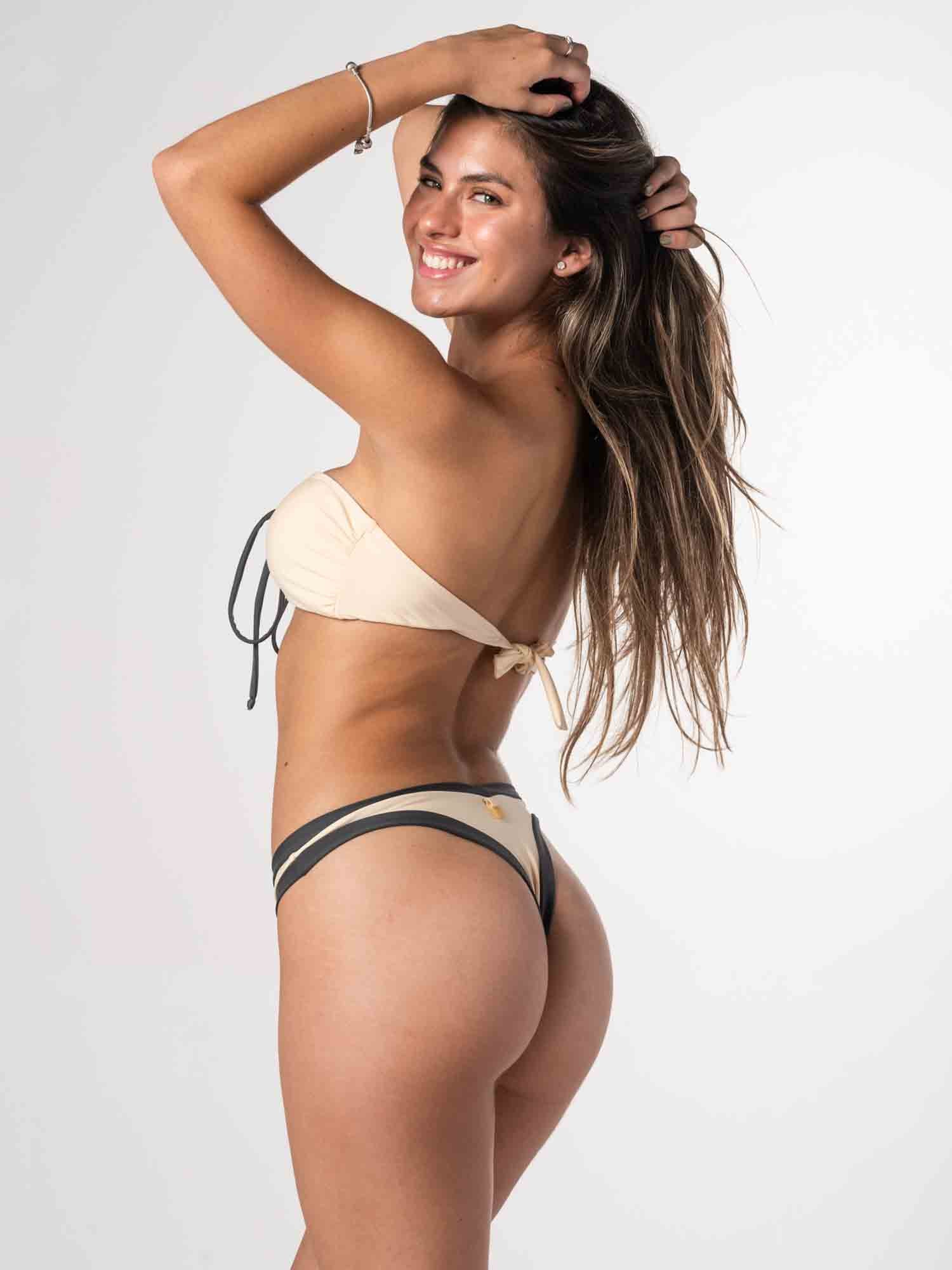 Bottom de Bikini Daikiri Mujer Calzón Sin Elasticos Crema Gris Grafito Protección UV50+ General-Dos