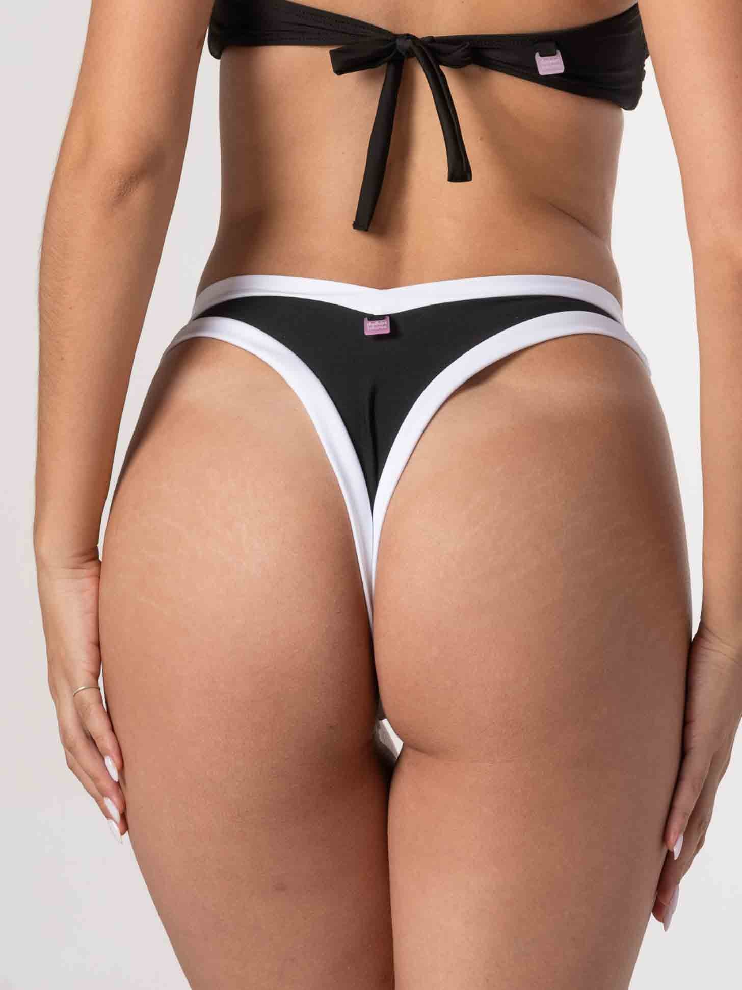 Bottom de Bikini Daikiri Mujer Calzón Sin Elasticos Negro Blanco Protección UV50+ Delante
