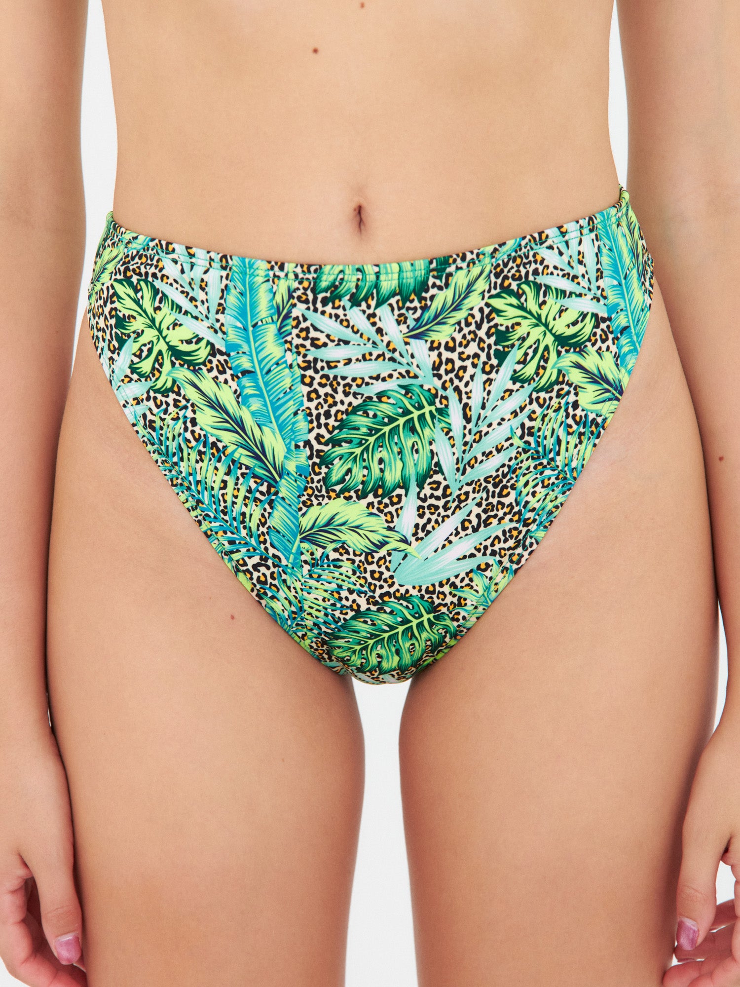 Bottom de Bikini Daikiri Mujer Calzón Pierna Alta Animal Print Selva Café Protección UV50+ Delante
