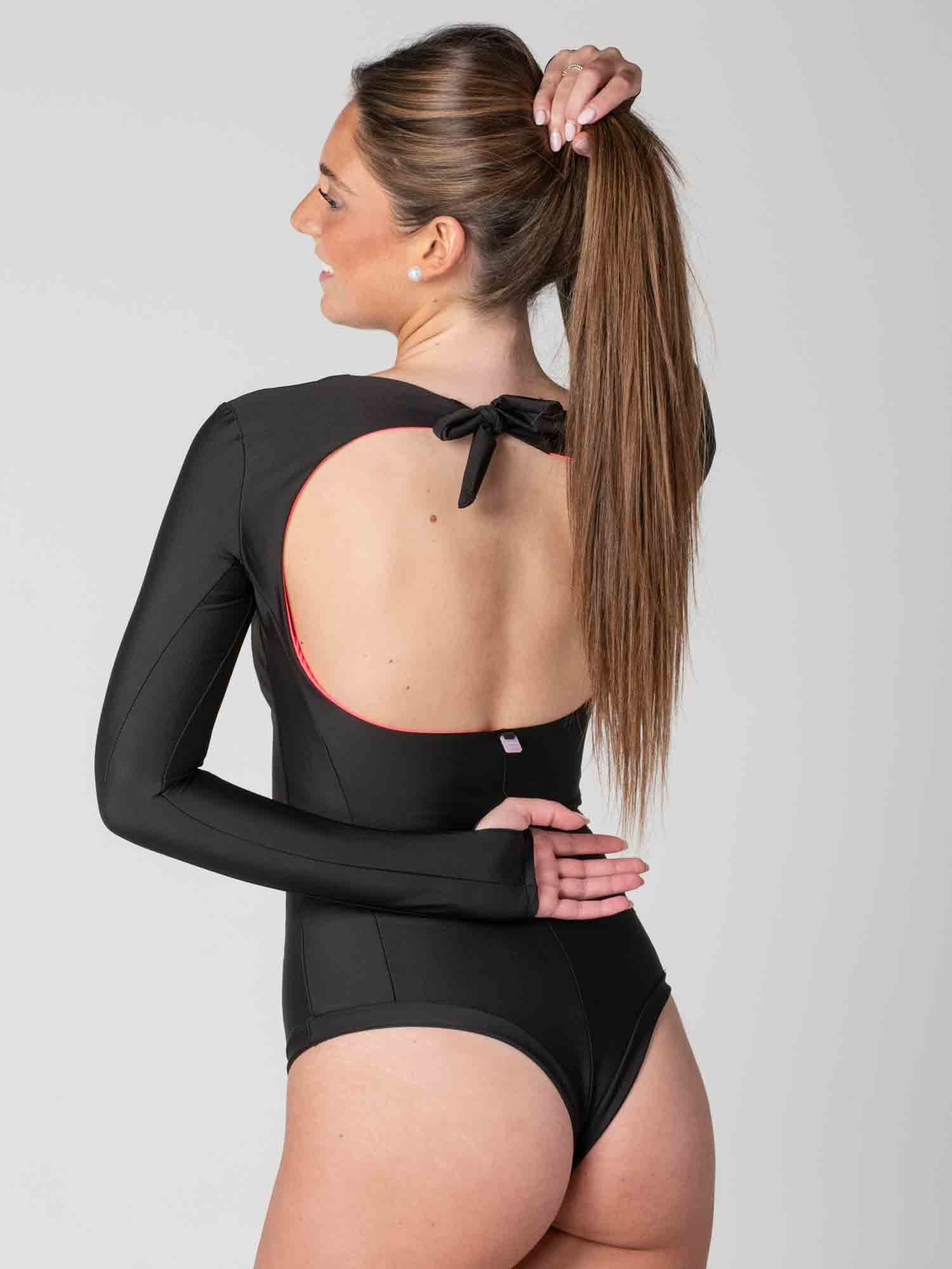Traje de Baño Surf Daikiri Mujer Manga Larga Espalda Abierta Negro Protección UV50+ Tercera