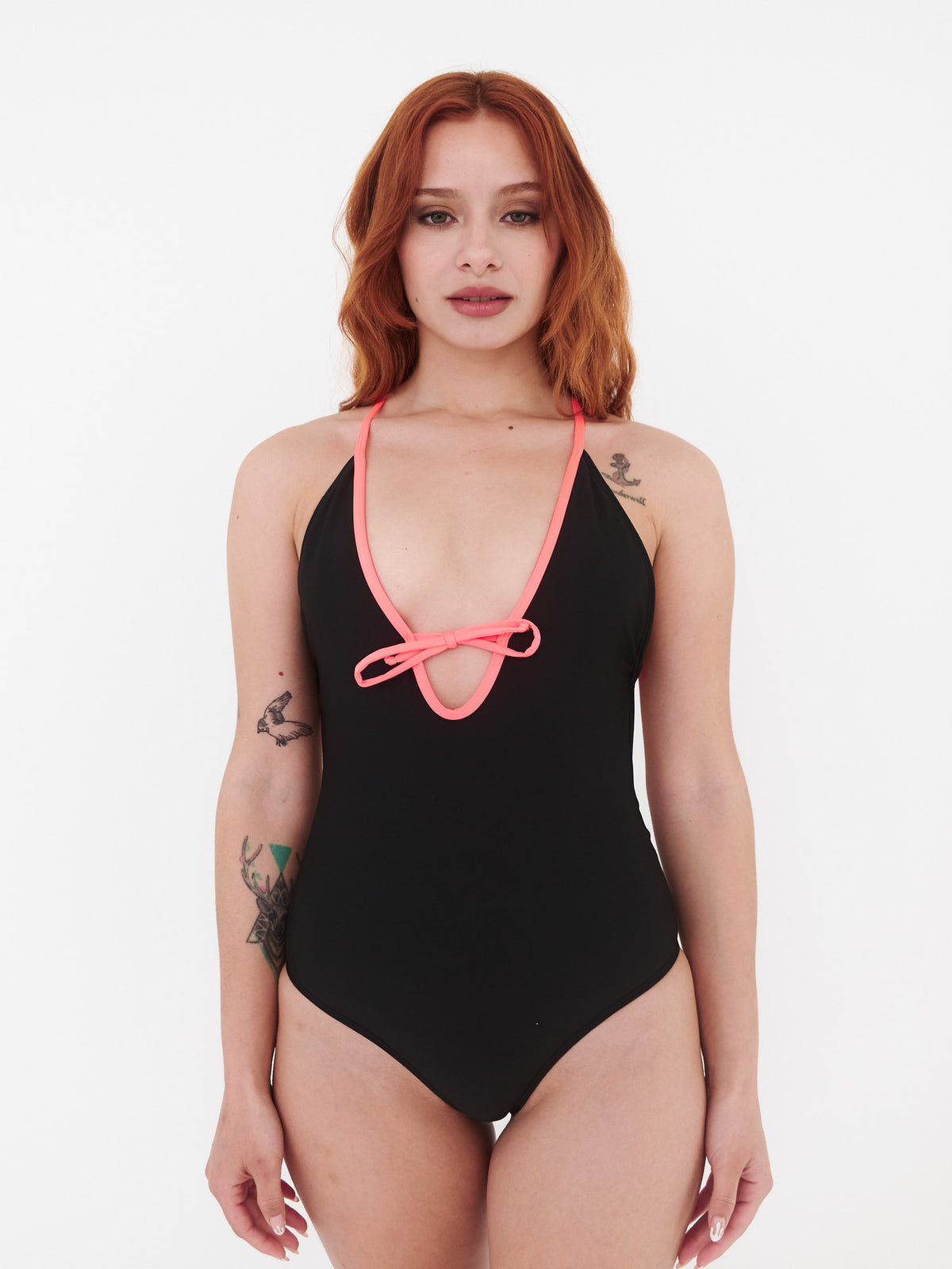 Traje de Baño Daikiri Mujer Sin Espalda Amarra Delantera Negro Protección UV50+ Principal