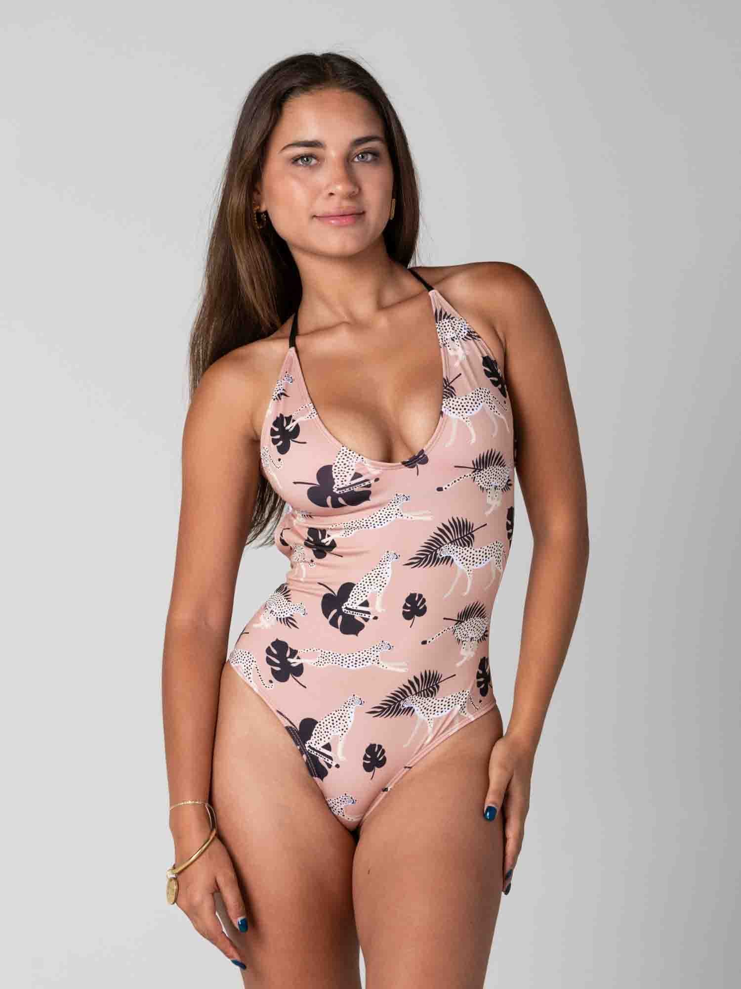 Traje de Baño Daikiri Mujer Espalda Rebajada Selva Leopardo Café Protección UV50+ Secundaria