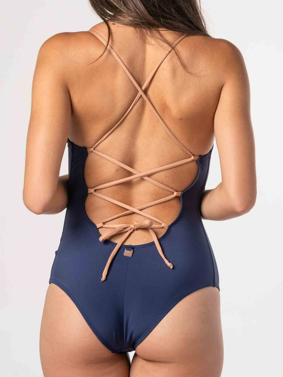 Traje de Baño Daikiri Mujer Amarras Espalda Cruzadas Azul Marino Café Protección UV50+ General-Dos