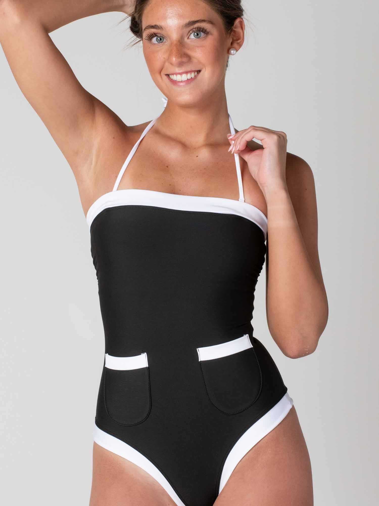 Traje de Baño Daikiri Mujer Sorrento Negro Blanco Protección UV50+ Detras