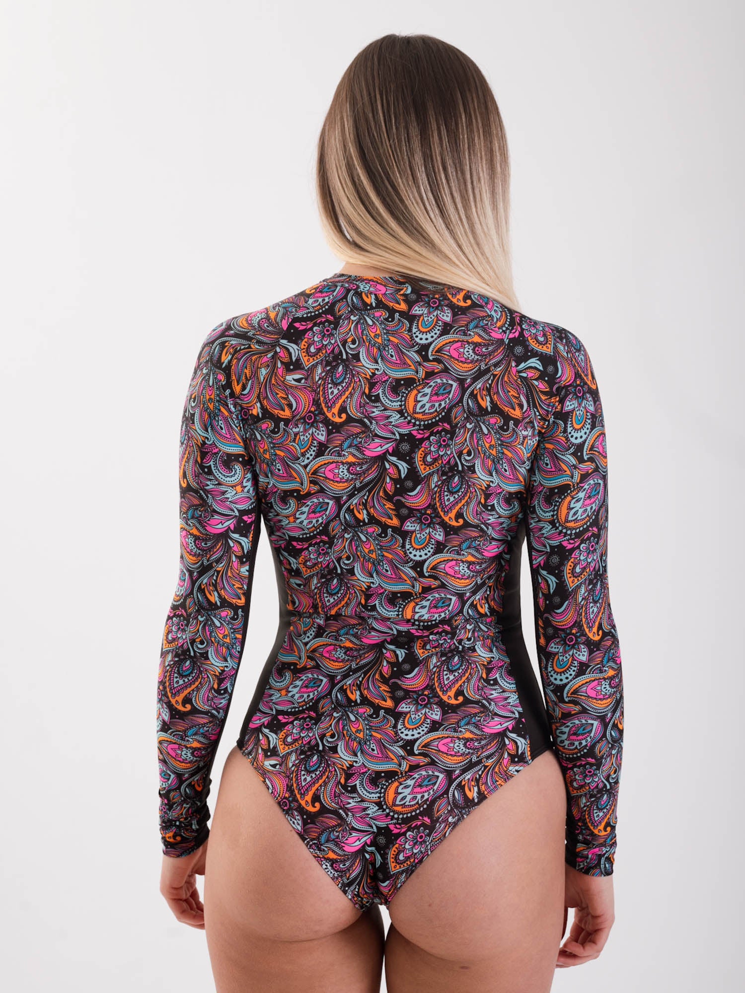 Traje de Baño Surf Daikiri Mujer Manga Larga Cierre Delante Bulgaro Negro Flúor Protección UV50+ Principal