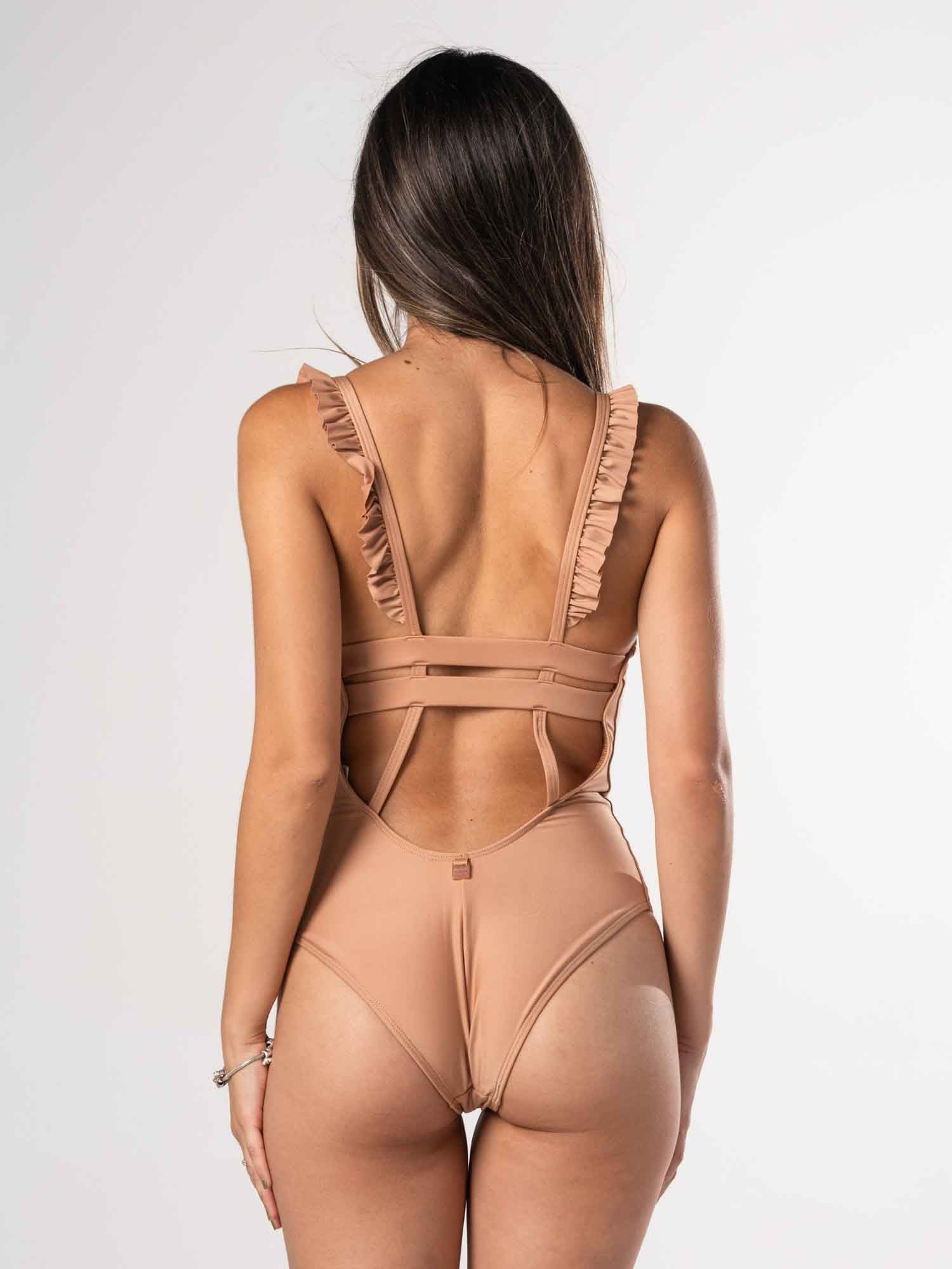 Traje de Baño Daikiri Mujer Vuelos Hombros Café Protección UV50+ Cuarta