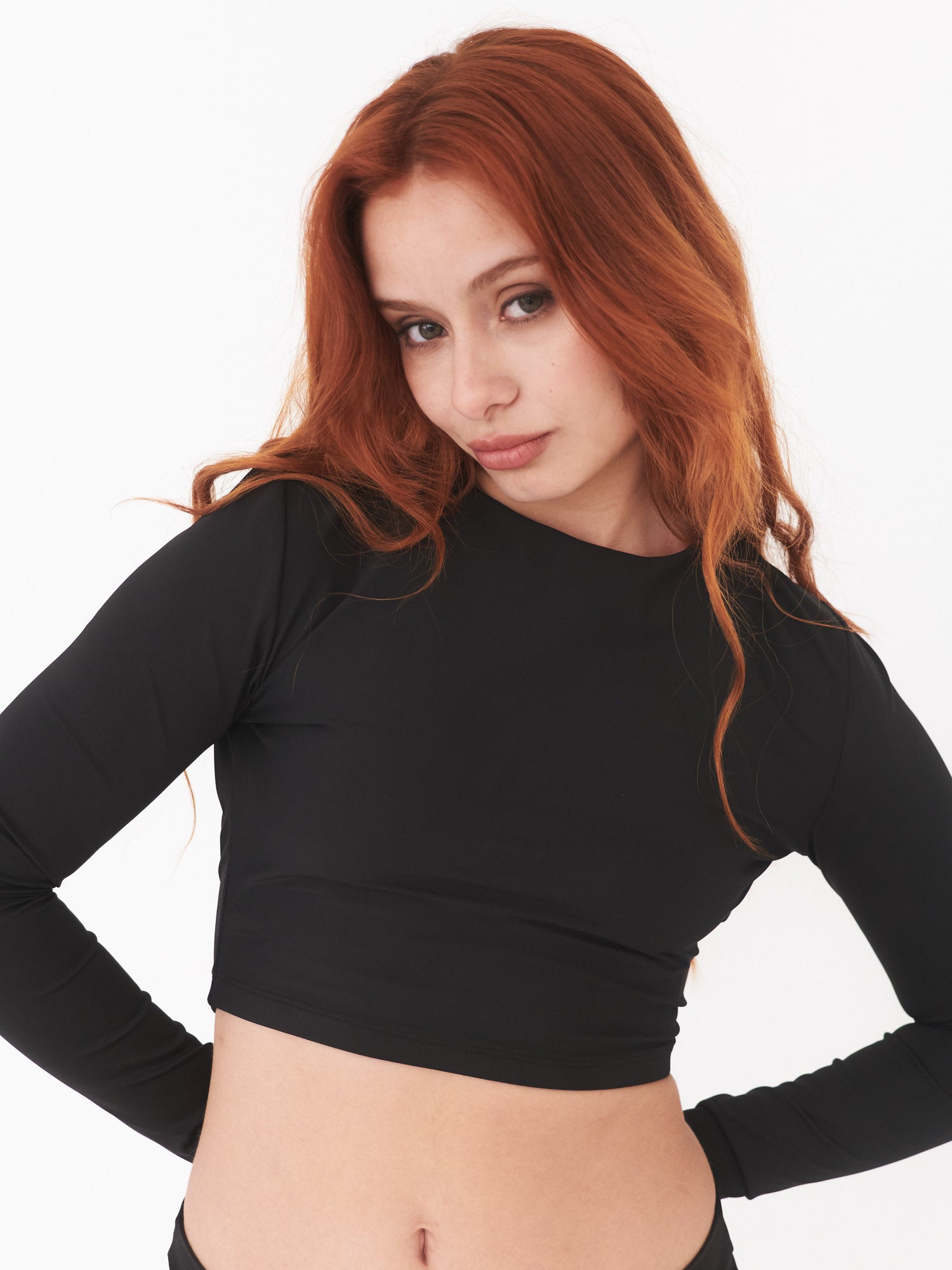Polera Surf Daikiri Mujer Manga Larga Espalda Abierta Negro Protección UV50+ Delante