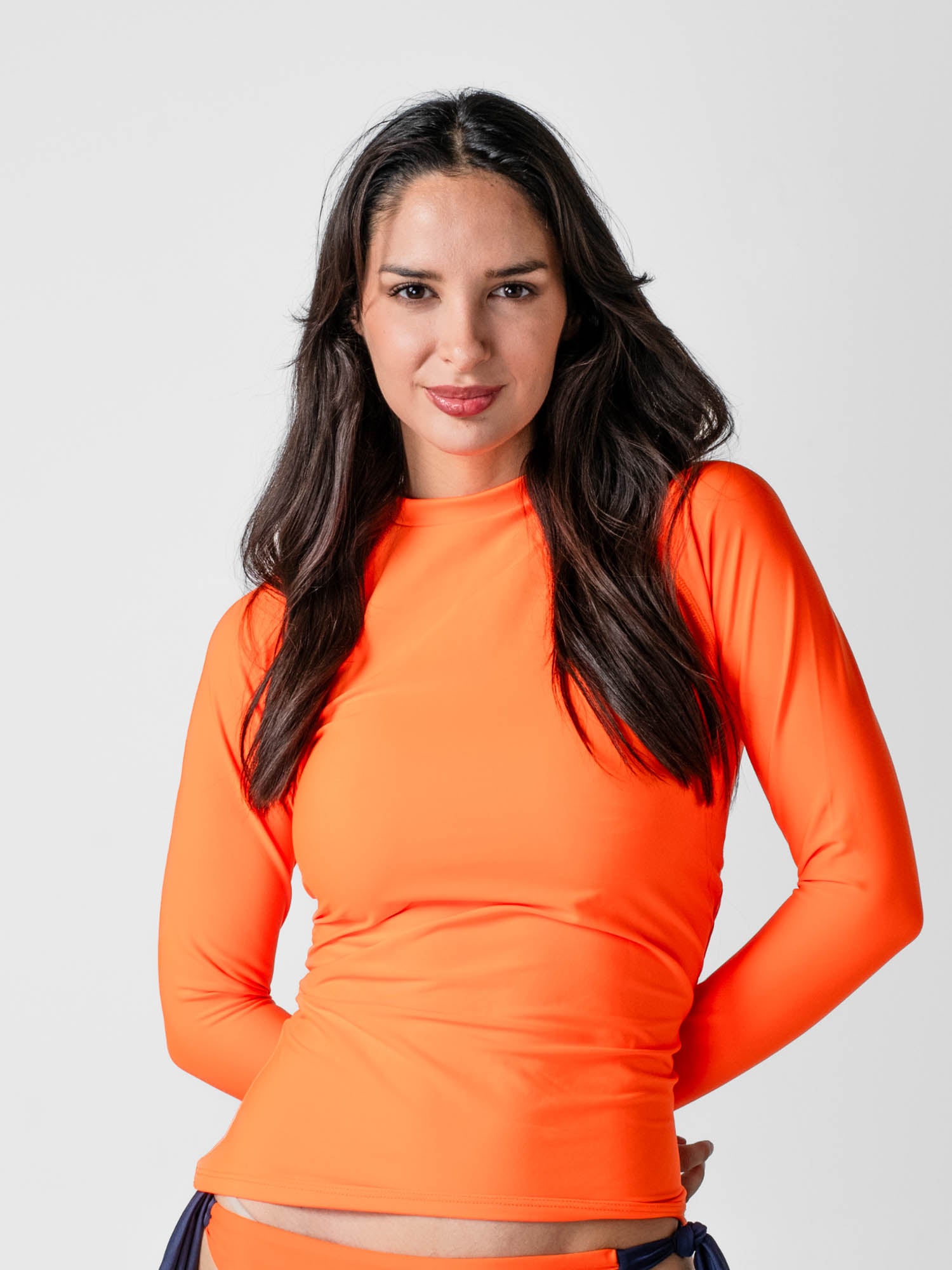 Polera Surf Daikiri Mujer Manga Larga Naranjo Protección UV50+ Principal