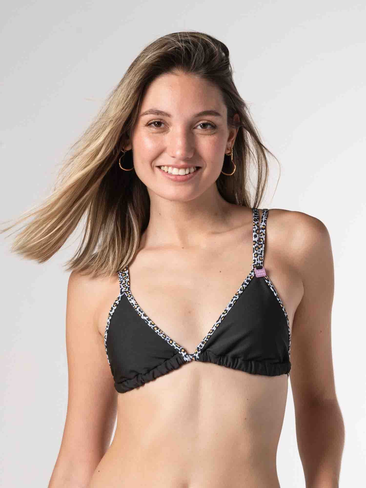 Top de Bikini Daikiri Mujer Triángulo Tiras Dobles Negro Animal Print Protección UV50+ Secundaria
