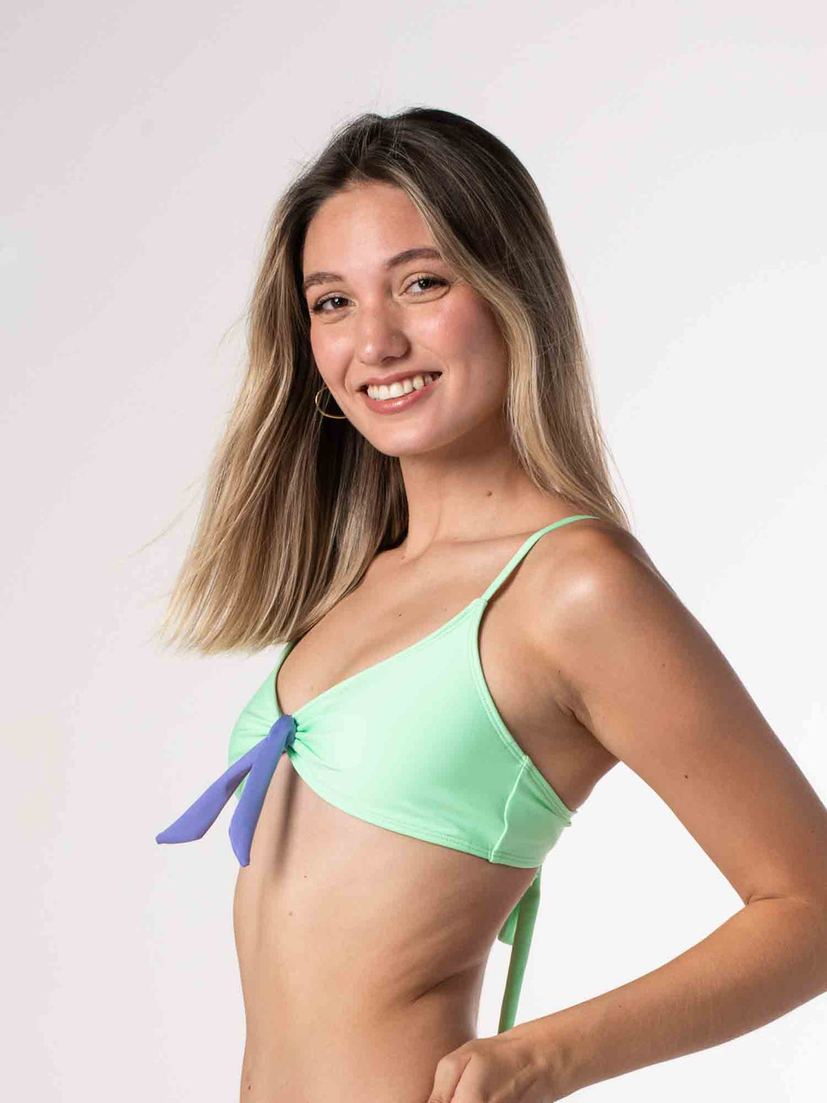 Top de Bikini Daikiri Mujer Deportivo con Lazo Verde Menta Violeta Azulado Protección UV50+ Secundaria