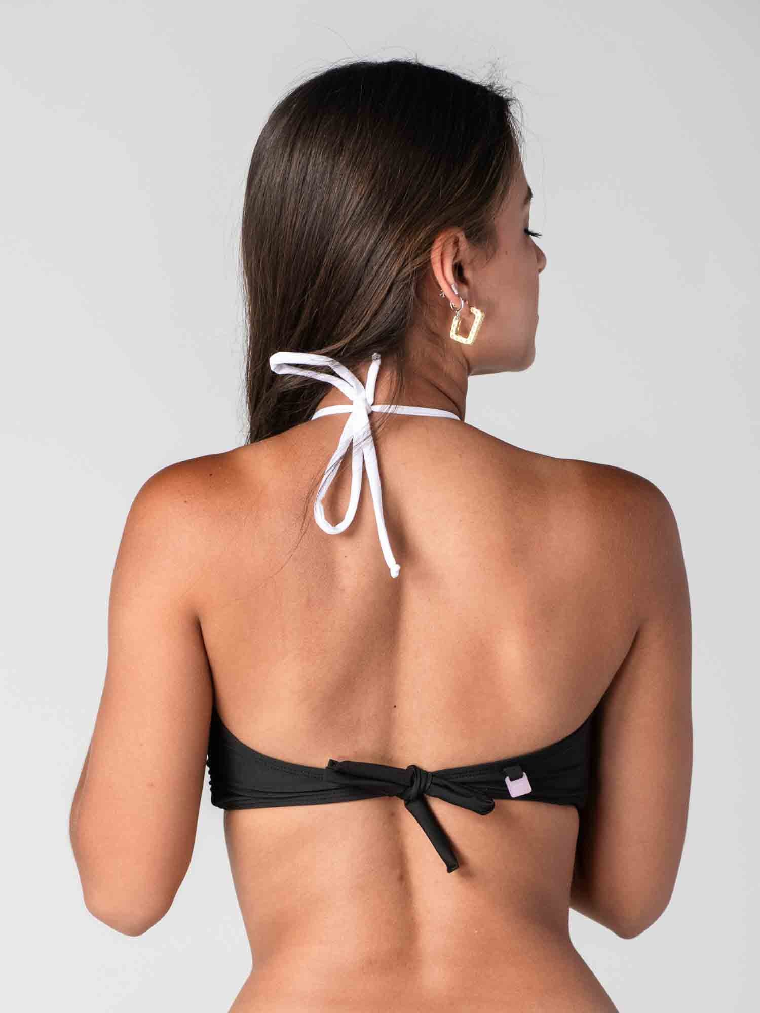 Top de Bikini Daikiri Mujer Strapless Amarras Negro Blanco Protección UV50+ Cuarta