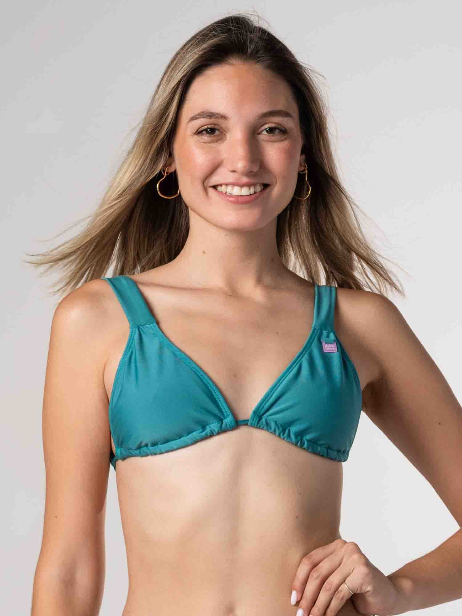 Top de Bikini Daikiri Mujer Triángulo Ancho Verde Oscuro Protección UV50+ Delante