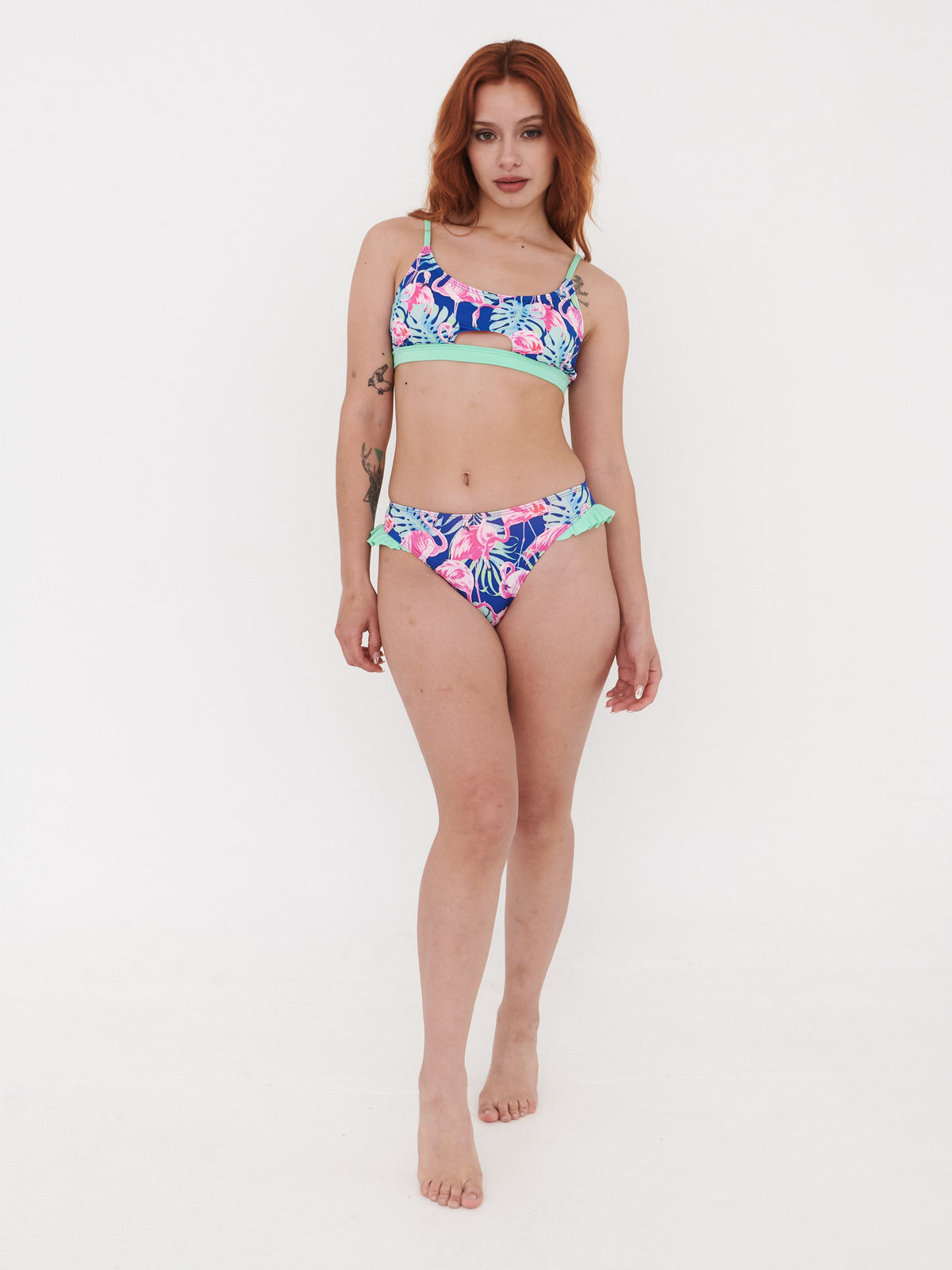 Top de Bikini Daikiri Mujer Deportivo Soporte Flamencos Azul Flúor Protección UV50+ General