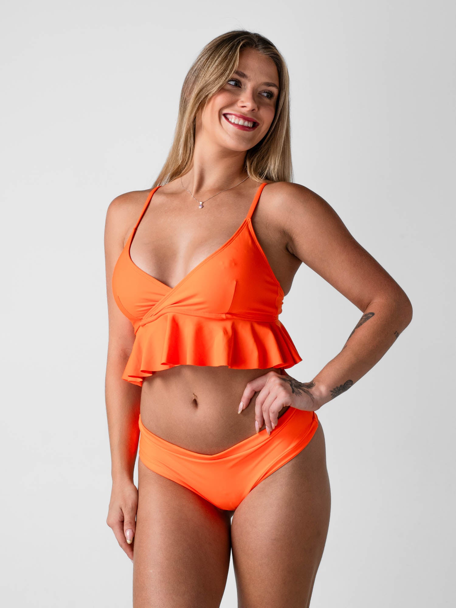 Top de Bikini Daikiri Mujer Triángulo Volados Naranjo Protección UV50+ General