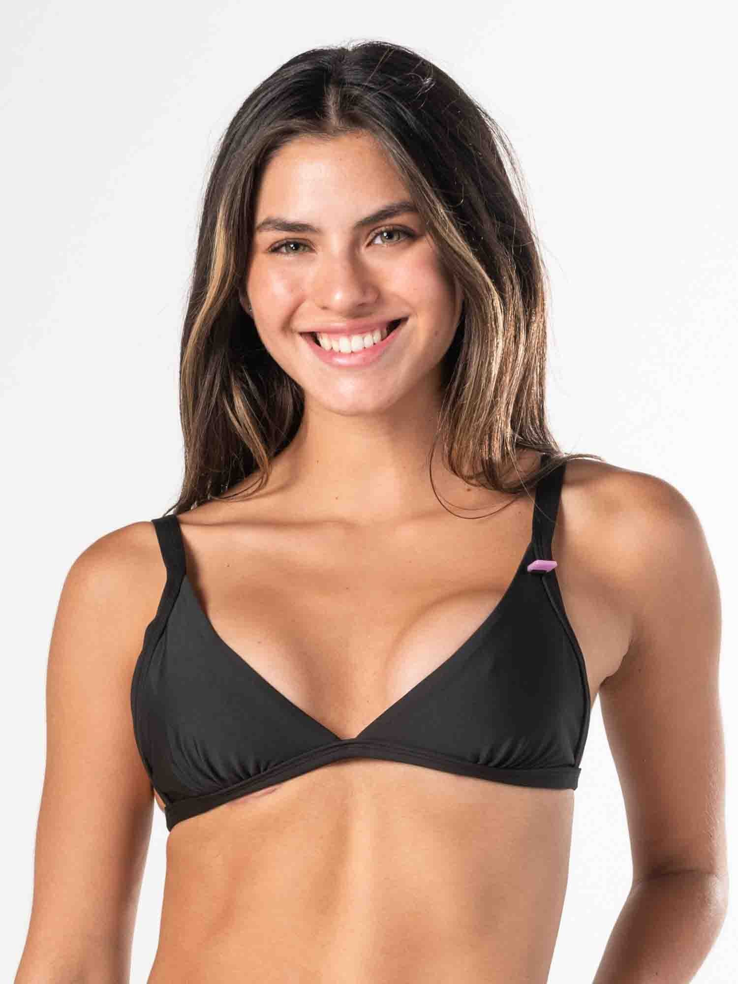 Top de Bikini Daikiri Mujer Triángulo Ajustable Negro Protección UV50+ Delante