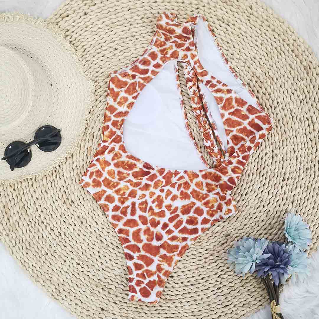 Entero One Shoulder Animal Print