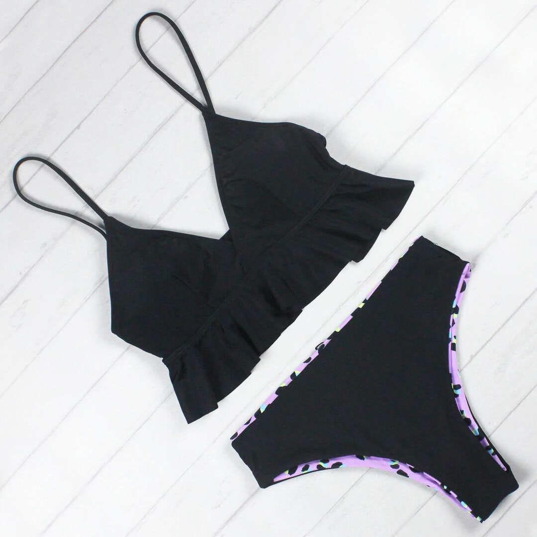 Bikini Animal Print Reversible Volados - Daikiri