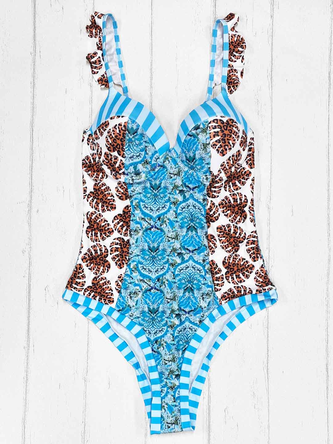 Daikiri Traje De Baño Mujer Entero Vuelos Push Up Azul